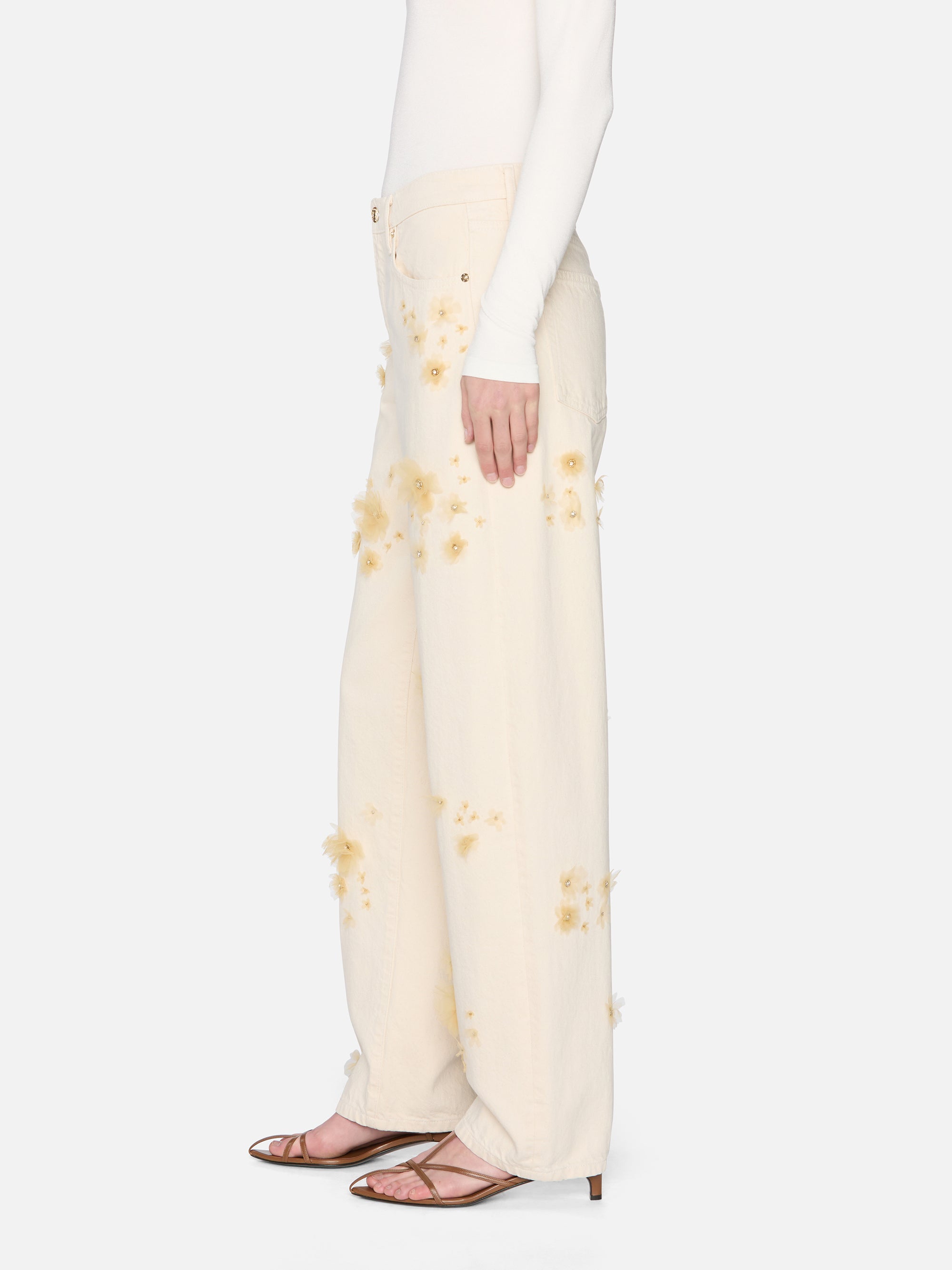 Embellished Low Slung Barrel Bag in Vanilla Bean - Stylish Crossbody Purse for Women, Perfect for Date Night & Evening Events