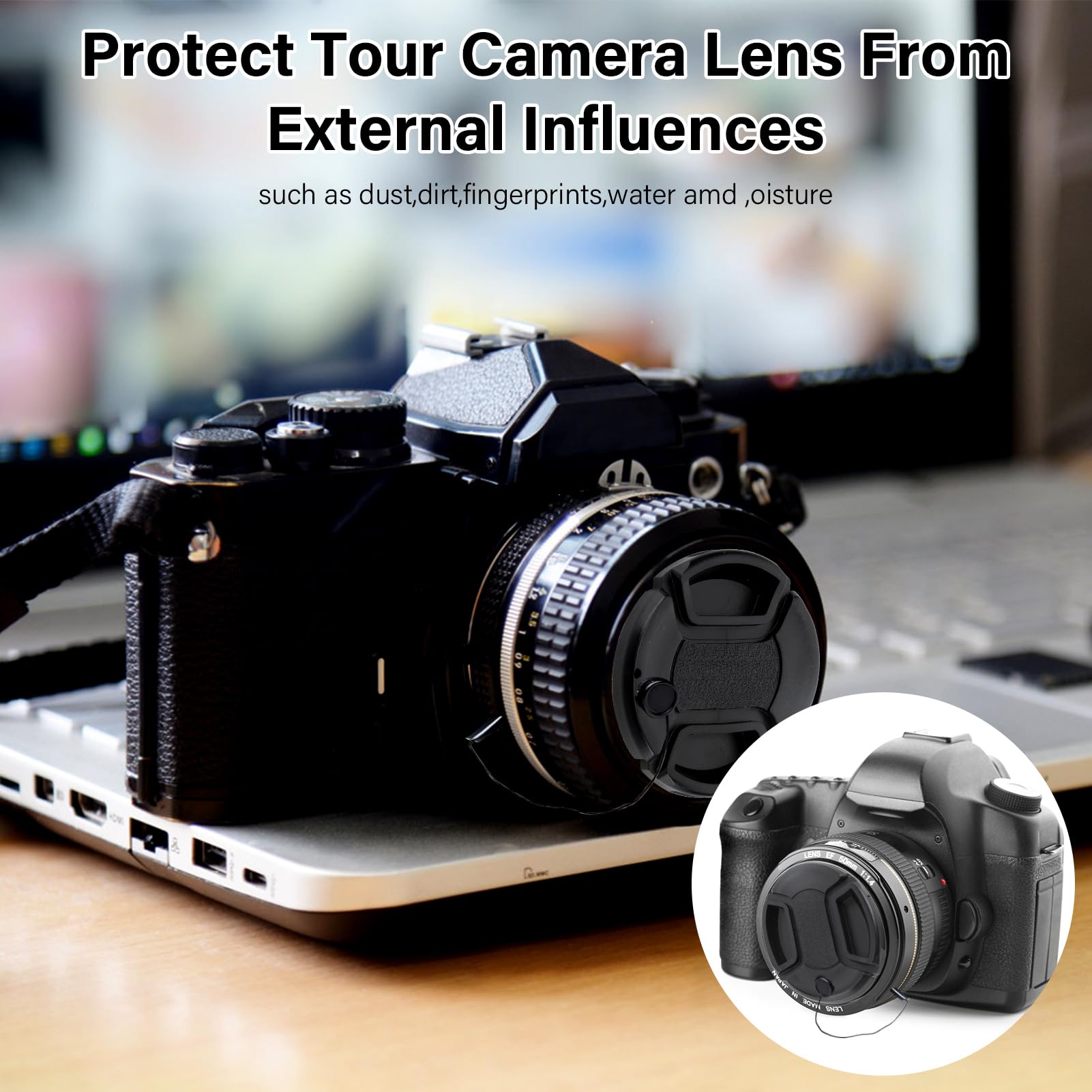 52mm Universal Lens Cap 2-Pack - Compatible with Nikon D3000 D3100 D3200 D3300 D5000 D5100 DSLR Cameras - Durable Camera Lens Cover for Protection - Perfect for Travel, Photography & Equipment Storage