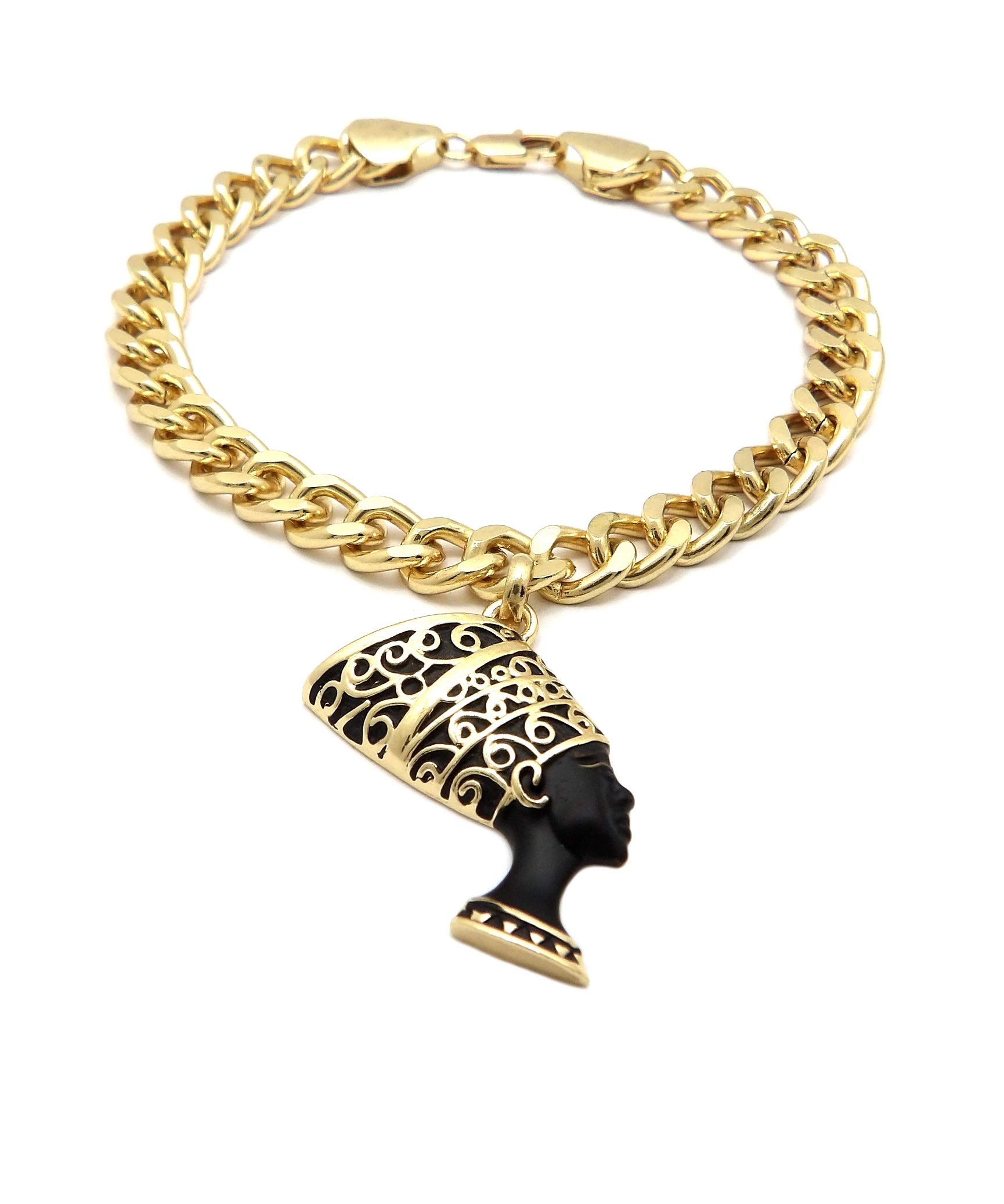 Egyptian Ankh & Nefertiti Charm Anklet - 9.5