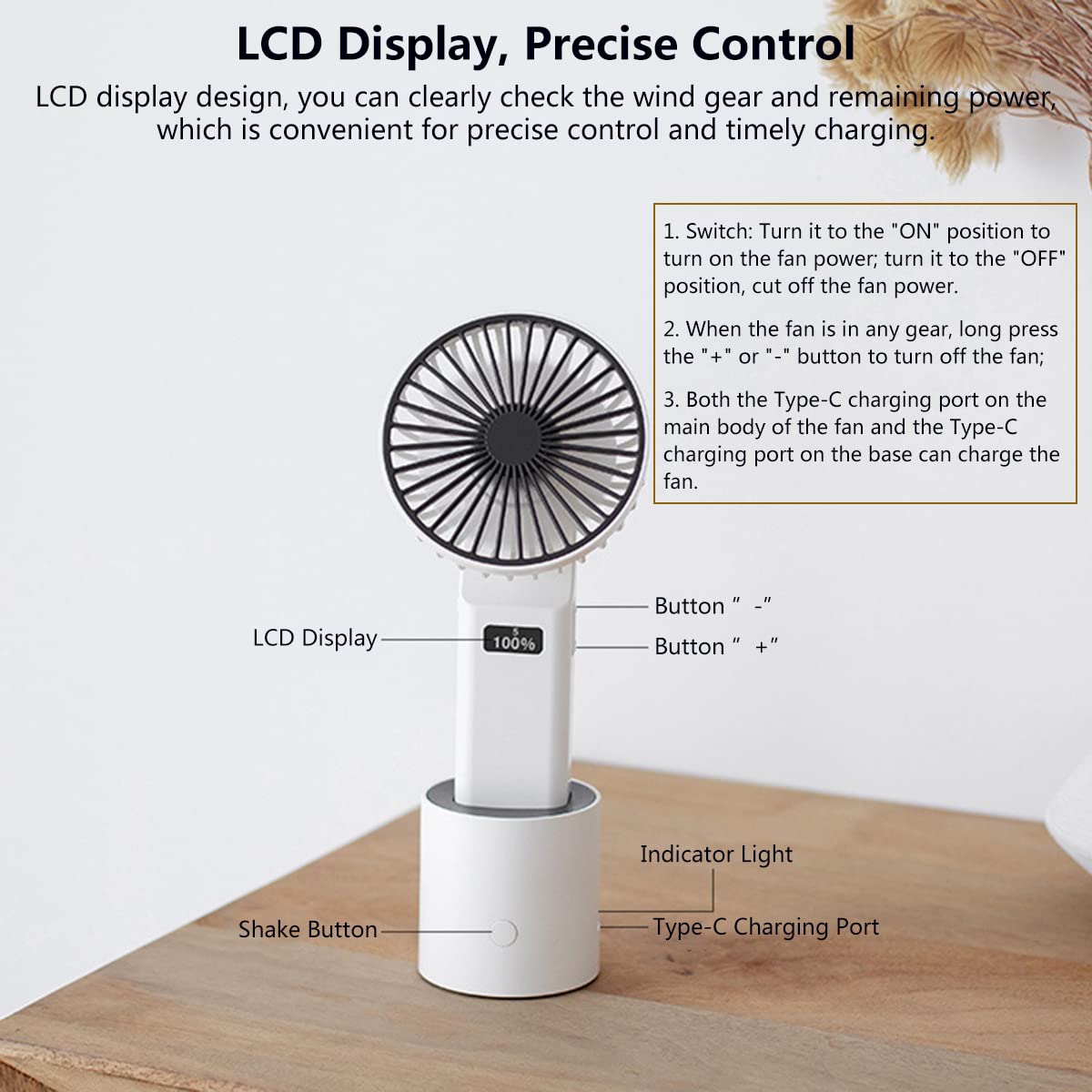 Rechargeable Mini USB Handheld Fan - 4000mAh Battery, 5 Speed Adjustable, Silent Cooling Fan with LCD Display & Tilt Function for Home, Office, Dorm, Travel - Perfect for Indoor Use, Outdoor Activities & Hot Weather (Yellow)