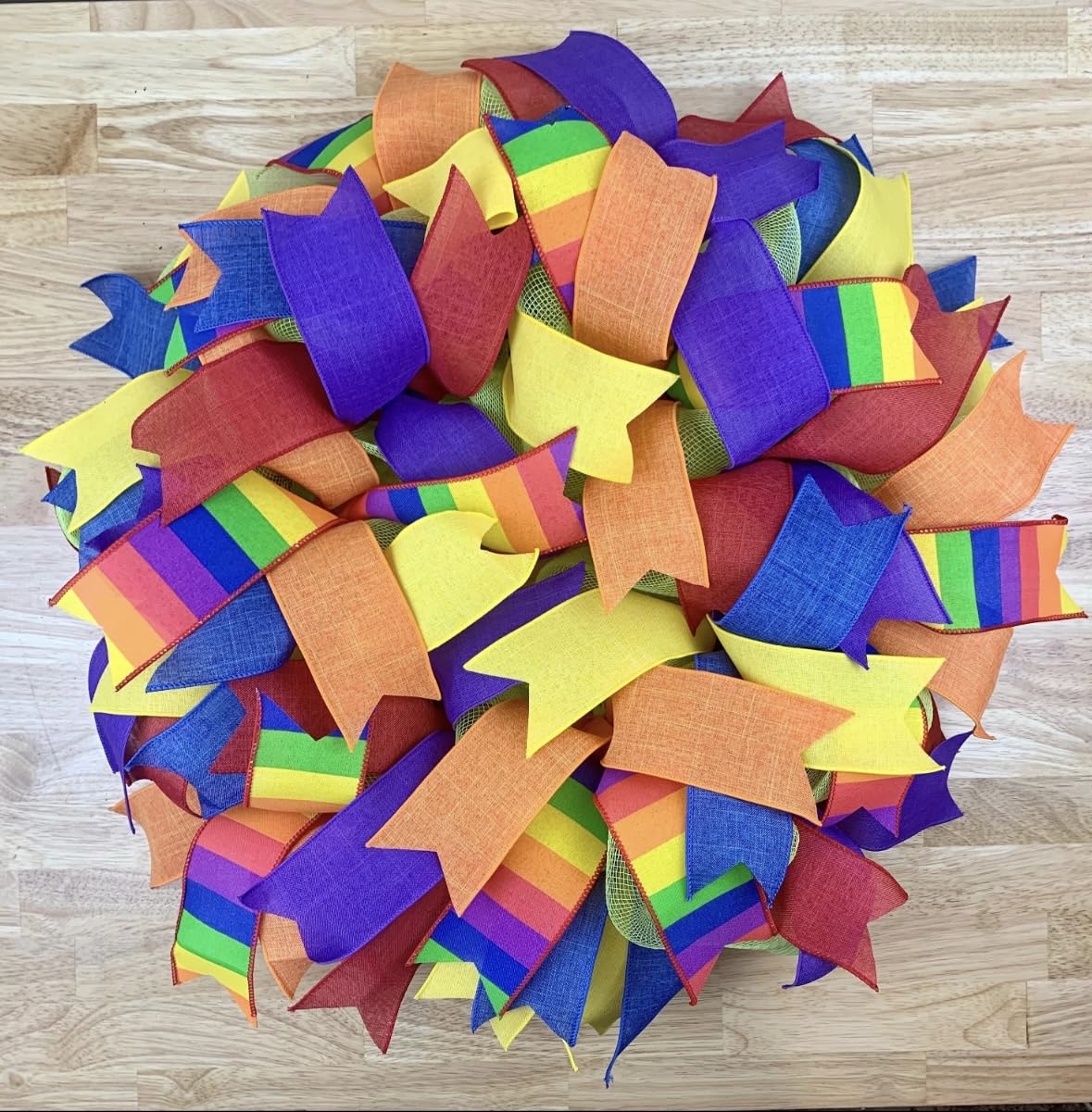 Rainbow Summer Mesh Wreath - LGBTQ+ Pride Month Door Decoration for Home, Party & Celebrations | Perfect for Pride Parades, Front Door Decor & Festive Events