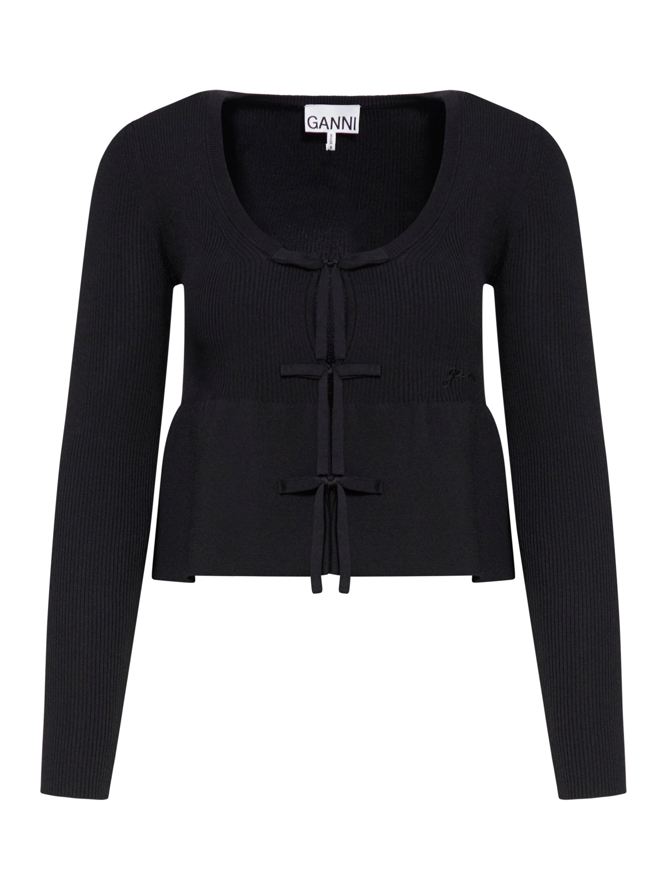 Black Rib Knit Tie String Cardigan for Women - Stylish Open Front Long Sleeve Sweater for Office, Date Night & Fall Layering