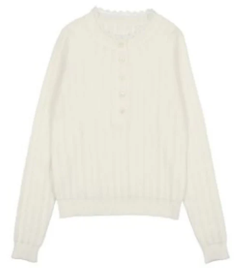 COCO BLANC POINTELLE SWEATER for Women & Girls (Size 12-20Y) - Soft Knit Pullover for Casual Wear, Layering & Fall Fashion