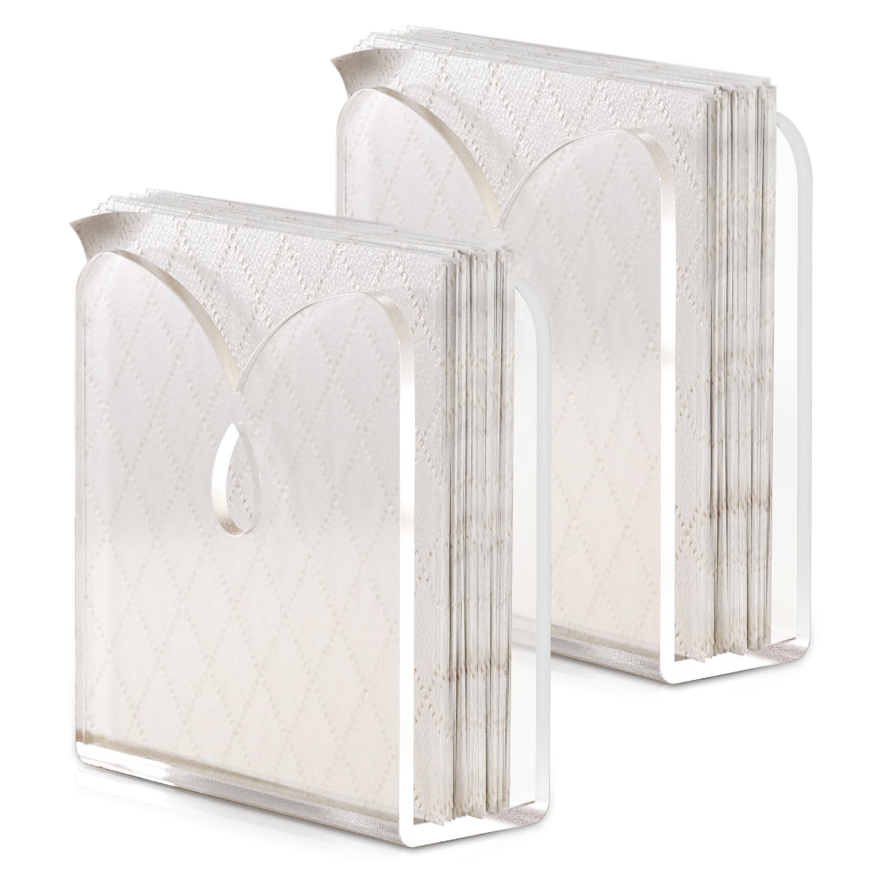 (2 Pack) Heavy Duty Clear Acrylic Napkin Holders - Modern Kitchen Tableware Organizer for Restaurants, Dining Rooms & Home Decor Accessories