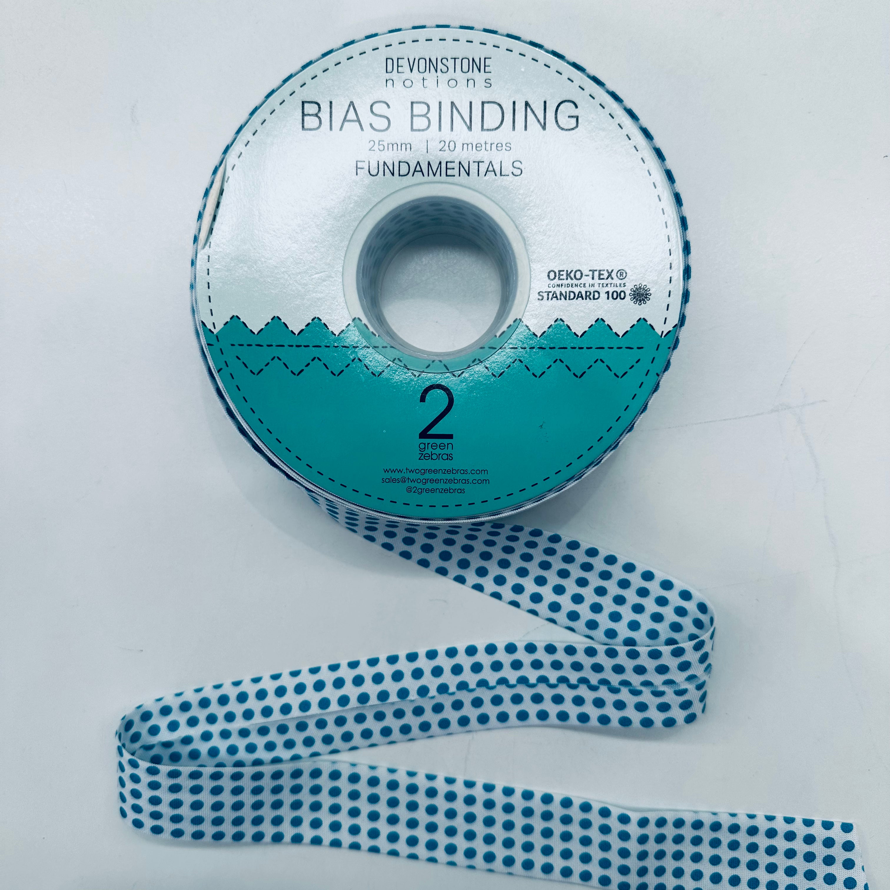 1 Inch Summer Bay Dot Bias Binding Tape - DVBB3008 - Perfect for Quilting, Sewing, and DIY Craft Projects