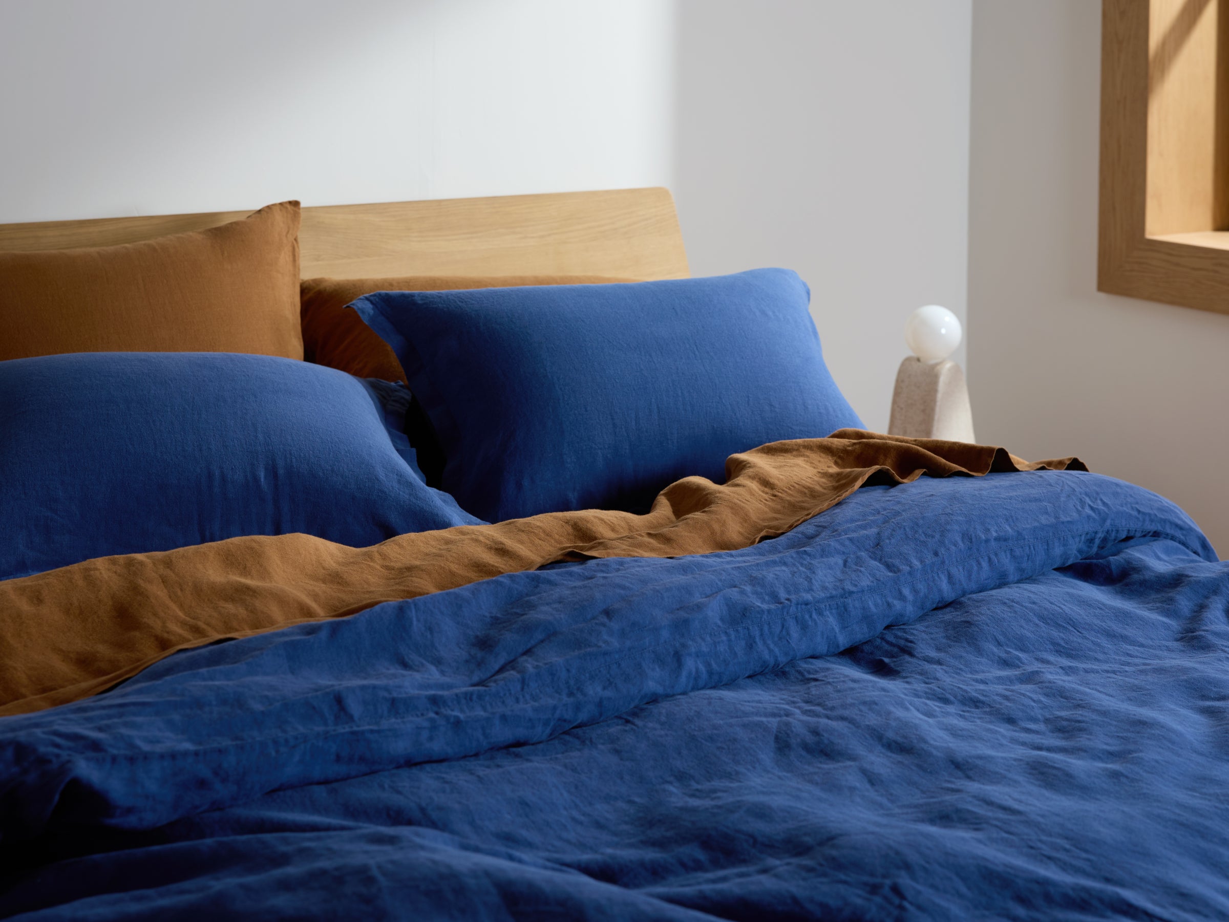 Premium Linen Sham Set - Soft & Breathable Pillow Covers (Cobalt Blue) for Bedroom Decor, Guest Room Essentials & Cozy Home Styling