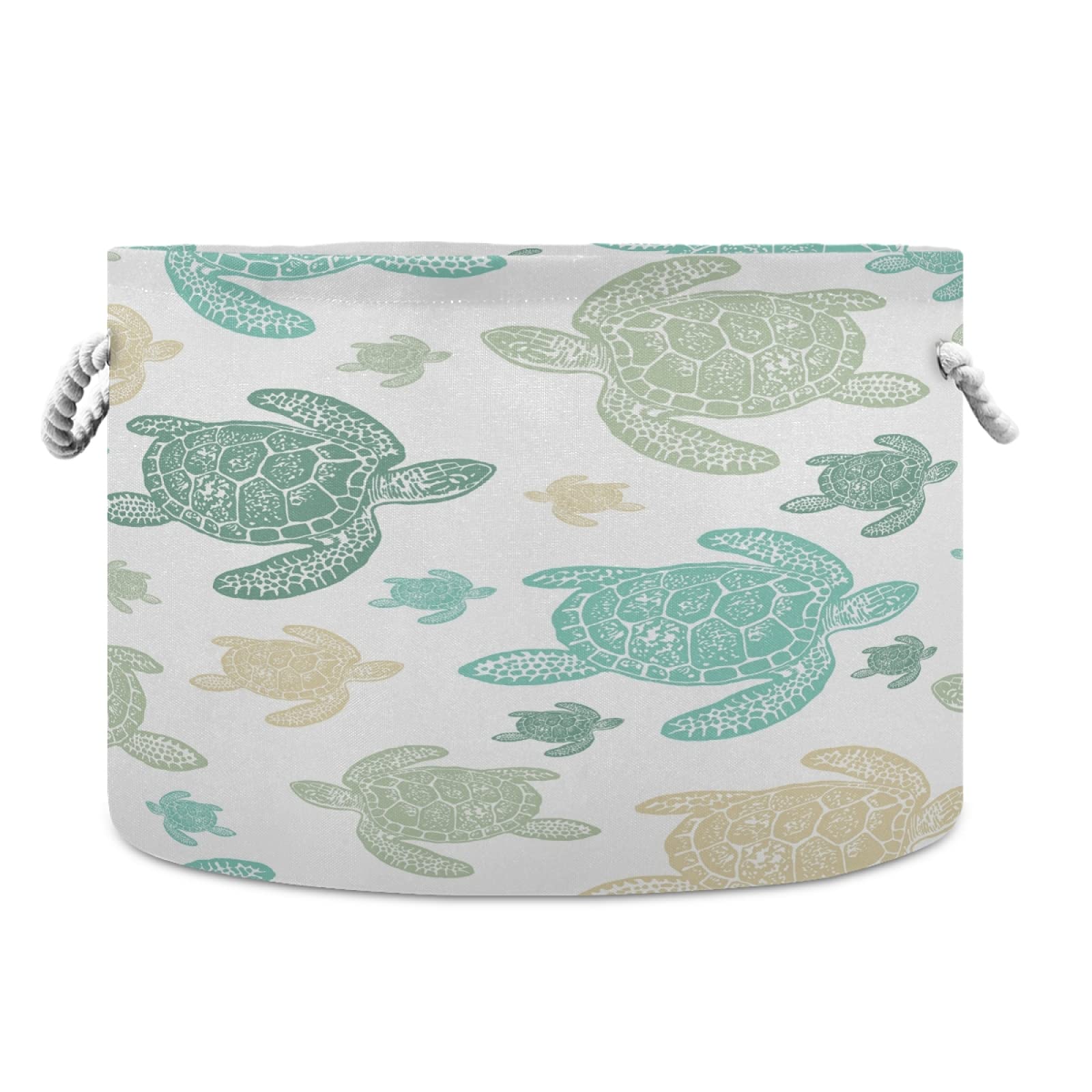 Xigua Large Storage Basket - Cotton Rope Laundry Hamper with Tribal Sea Turtle Design for Baby Clothes, Blankets & Toys | Perfect for Nursery, Bedroom & Bathroom Organization