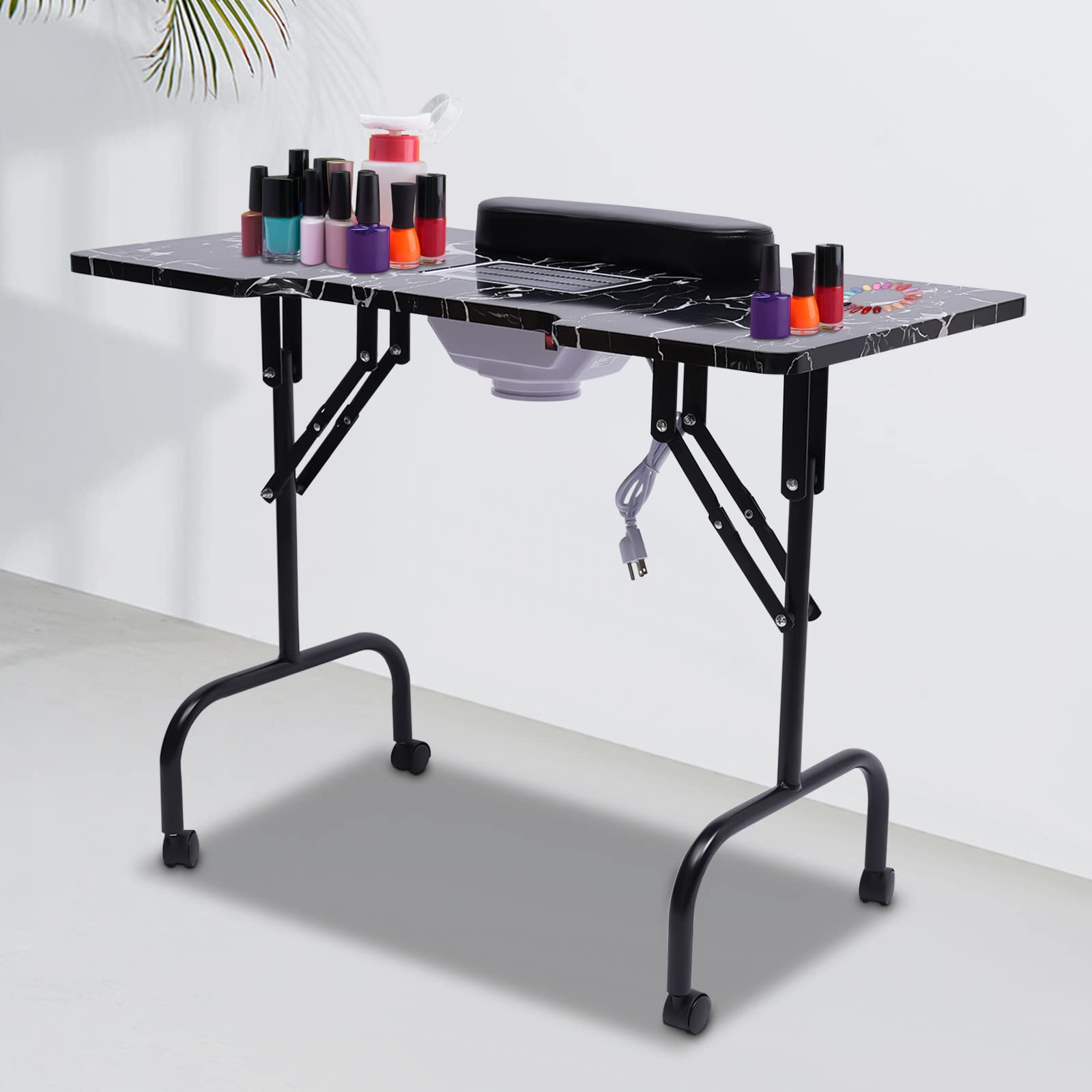 Foldable Manicure Table with Dust Collector - Portable Nail Salon Desk for Professionals & Home Use | Beauty Salon, Barber Shop & Home Manicure Station | Compact & Space-Saving Design for Small Spaces