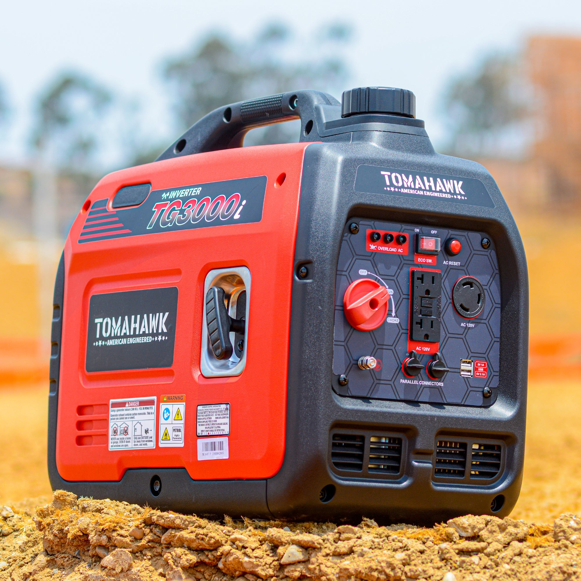 3000W Super Quiet Portable Inverter Generator with Gas Power - Ideal for Camping, RV Trips, and Emergency Backup Power