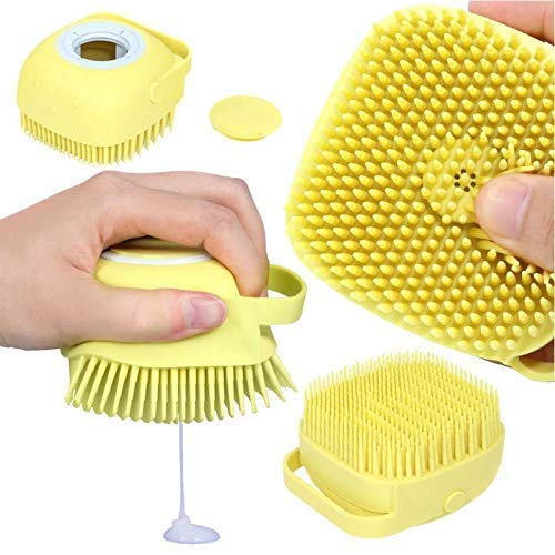 Plenzo Silicone Bath Body Brush with Shampoo Dispenser - Soft Bristle Shower Massage Brush for Men & Women | Exfoliating & Cleansing | Perfect for Spa, Back Scrubbing & Relaxing Bath Time (Multicolor)