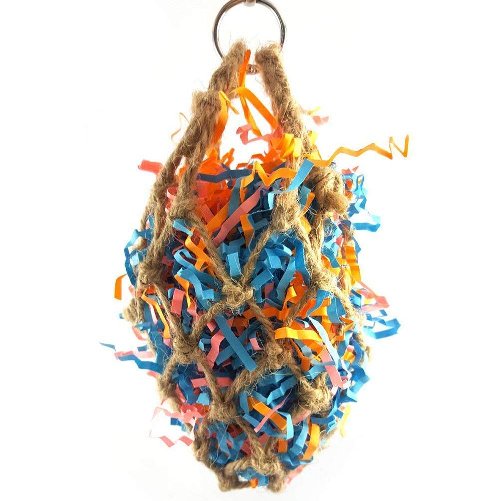 Durable Chewing Mesh Bag Toy for Birds & Parrots - Interactive Foraging & Enrichment Activity for Small Pets