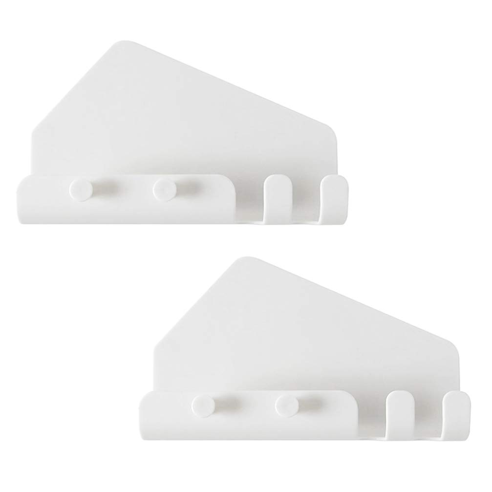 Hemobllo 2-Pack White Wall Mount Phone Holder - Multi-Functional Sponge Toothbrush Stand & Tablet Shelf for Bathroom, Shower, Kitchen (Perfect for Smartphones, iPads, Bathroom Organization)