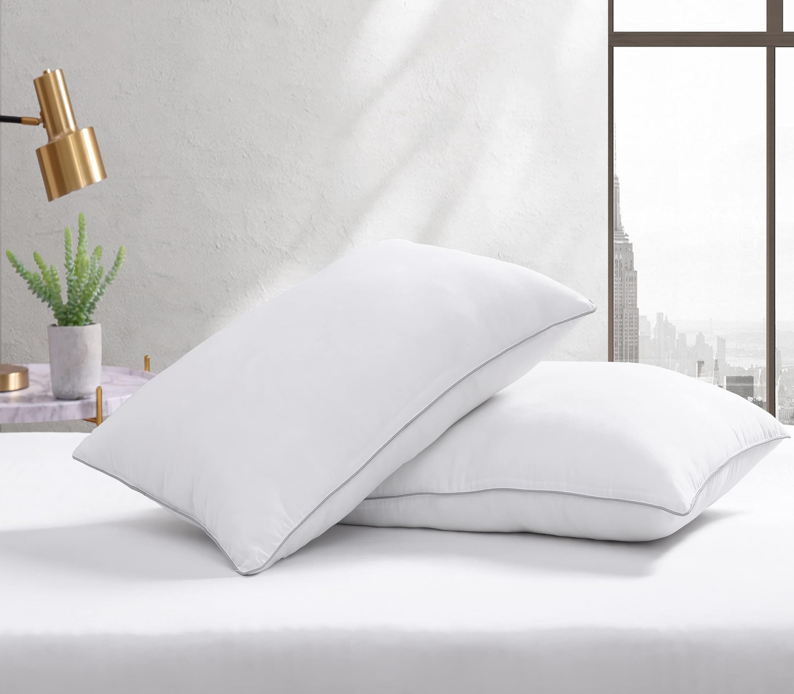 Luxury Firm Bed Pillows Set of 4 - Soft & Cozy for Side, Back Sleepers - Home & Hotel Use