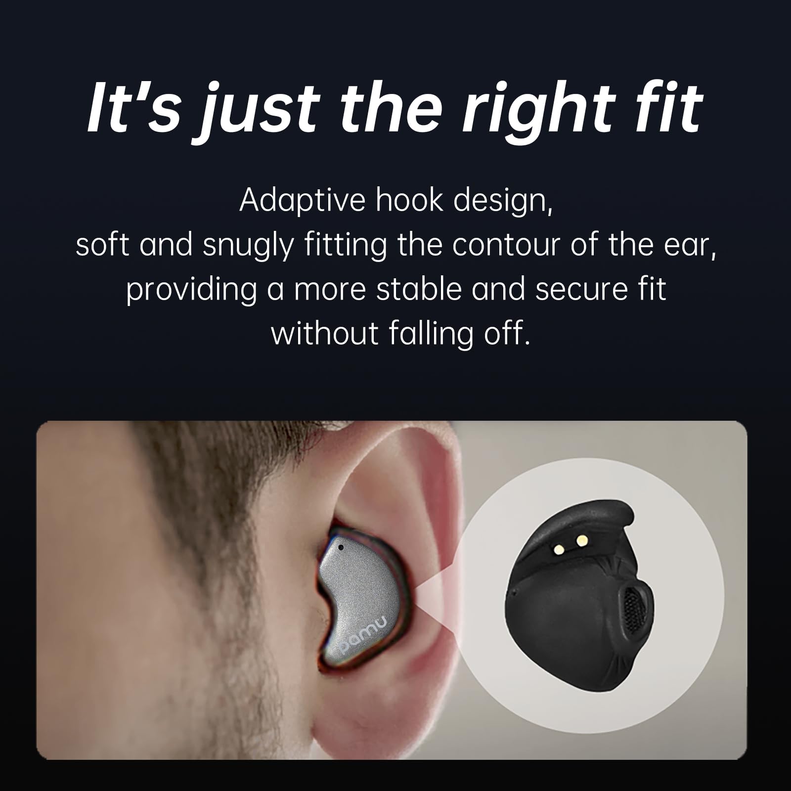 PAMU T28P Wireless Earbuds Bluetooth 5.3 with Active Noise Cancelling & AI ENC, 24H Playtime, IPX5 Waterproof, Super Bass Stereo Earphones for Running, Workout, Travel & Commuting - Black