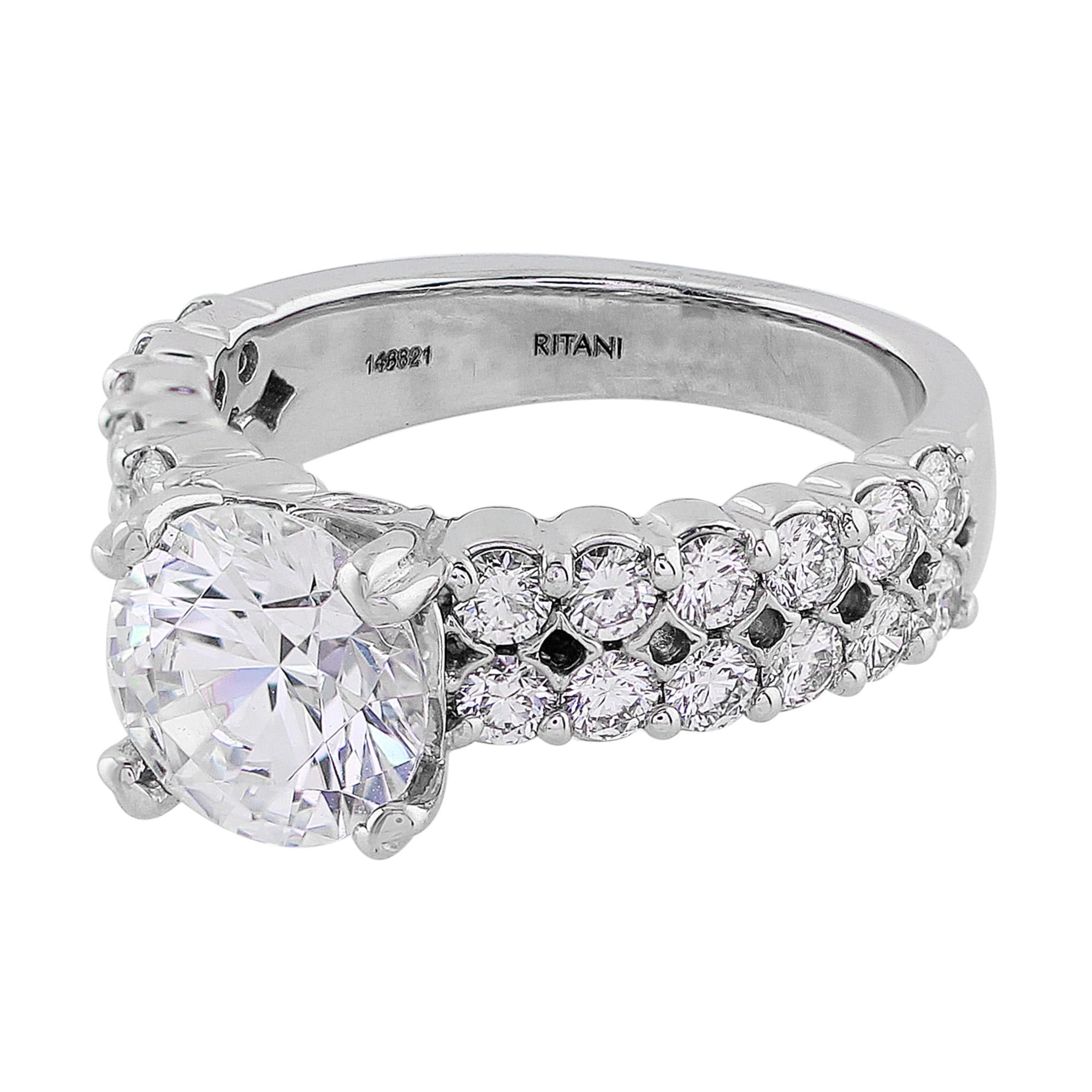 18K White Gold Diamond Double Row Engagement Ring for Women - Elegant Wedding Band, Anniversary Gift, Promise Ring for Her