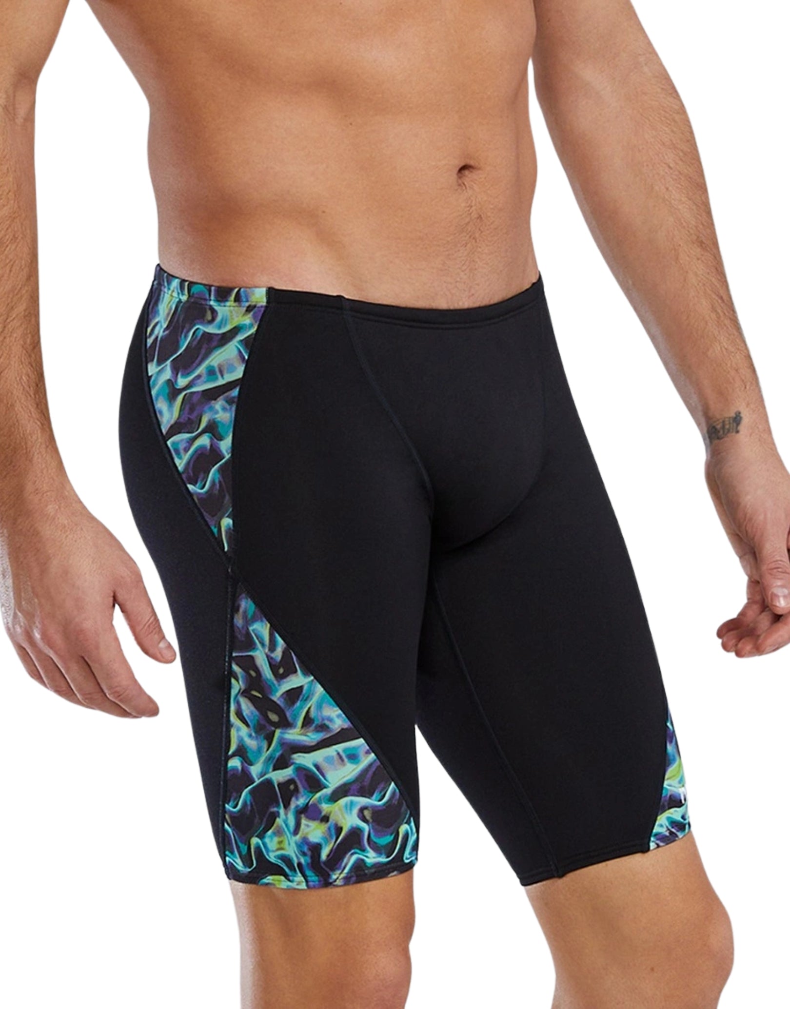 Energia Durafast Elite Blade Splice Swim Jammer - High-Performance Competitive Swimwear for Men - Black/Green - Ideal for Lap Swimming, Training & Triathlons