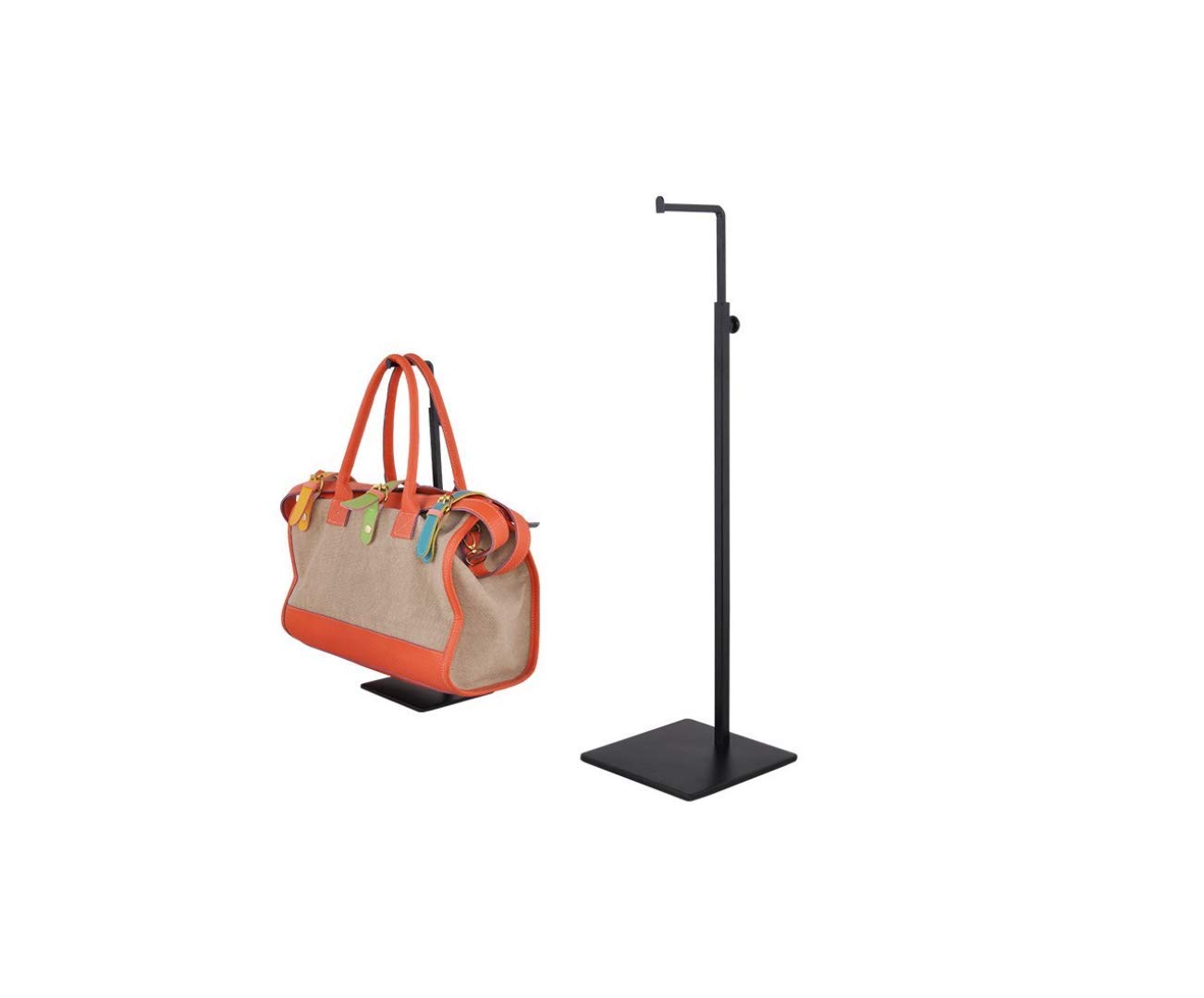Adjustable Metal Handbag Rack - Tabletop Purse Display Stand with Single Hook for Handbags, Purses & Accessories (Black) - Perfect for Retail Stores, Boutiques & Home Organization