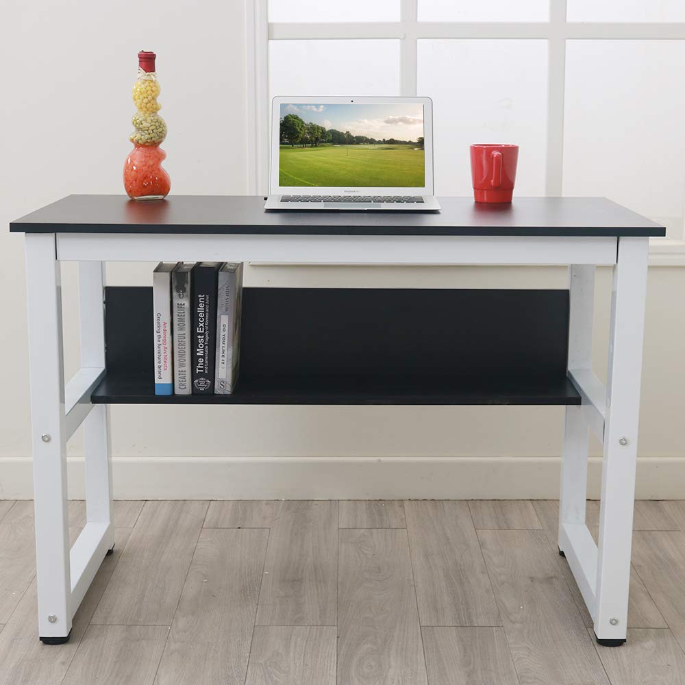 Modern Writing Desk for Home Office - Ergonomic Study Desk with Storage | Perfect for Remote Work, Online Classes & Small Spaces