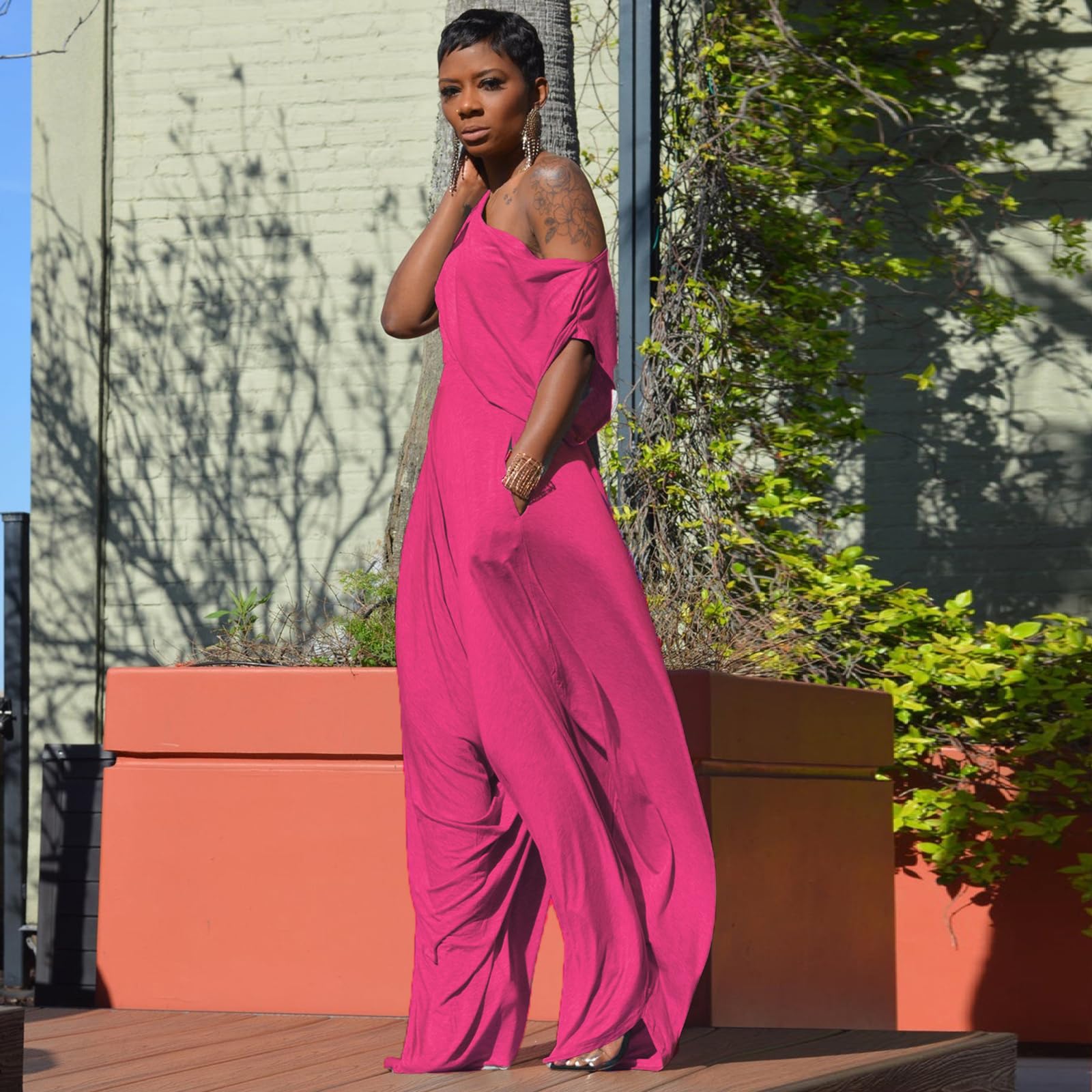 Women's 2-Piece Lounge Set - Off Shoulder Top & Harem Pants Matching Tracksuit | Soft Casual Outfit for Home, Yoga, and Relaxation