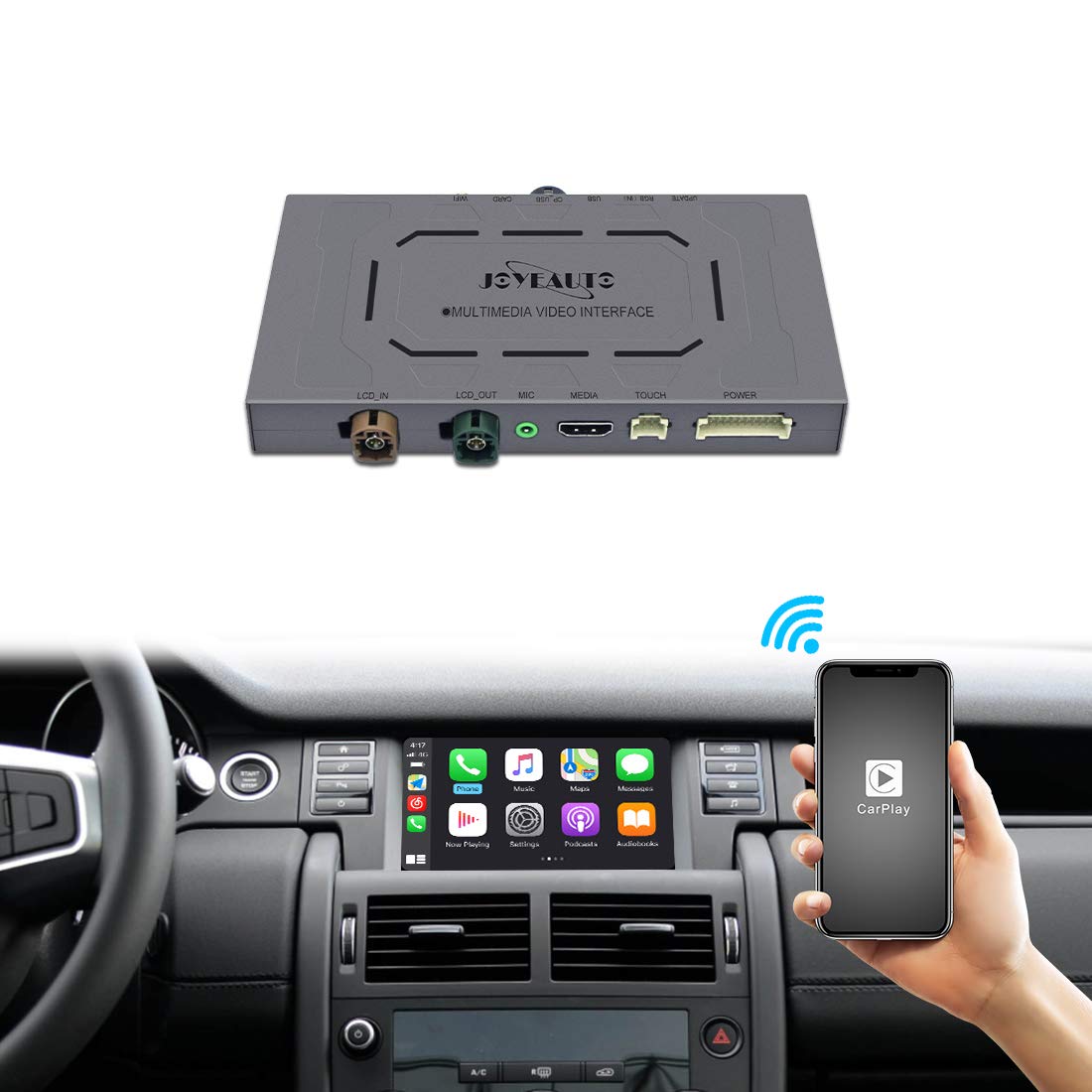 JOYEAUTO Wireless CarPlay & Android Auto Retrofit Kit for Land Rover/Jaguar Discovery Sport F-Space Harman - Wireless Decoder with Mirroring, Rear View Camera & USB Drive Support | Perfect for Road Trips & Daily Commuting