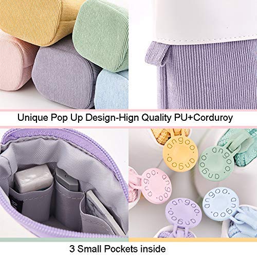 Retractable PU Corduroy Pencil Case - Expandable Pen Holder & Stationery Organizer for School, Office & Travel - Christmas Gift Idea (Yellow)