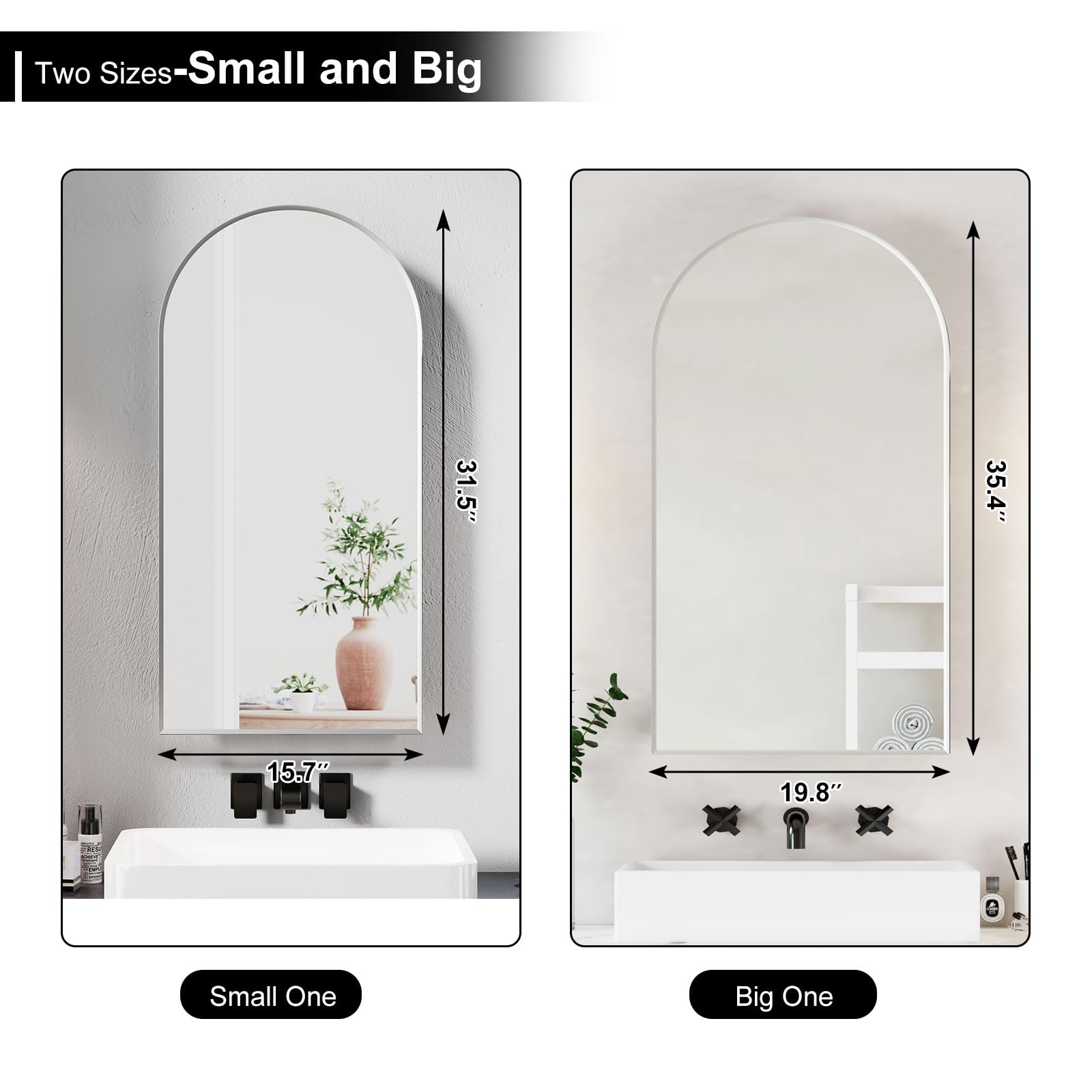 Arched Medicine Cabinet with Mirror - Brushed Nickel Bathroom Storage Cabinet, Wall Mounted 20x36 Inch - Perfect for Small Bathrooms & Vanity Areas