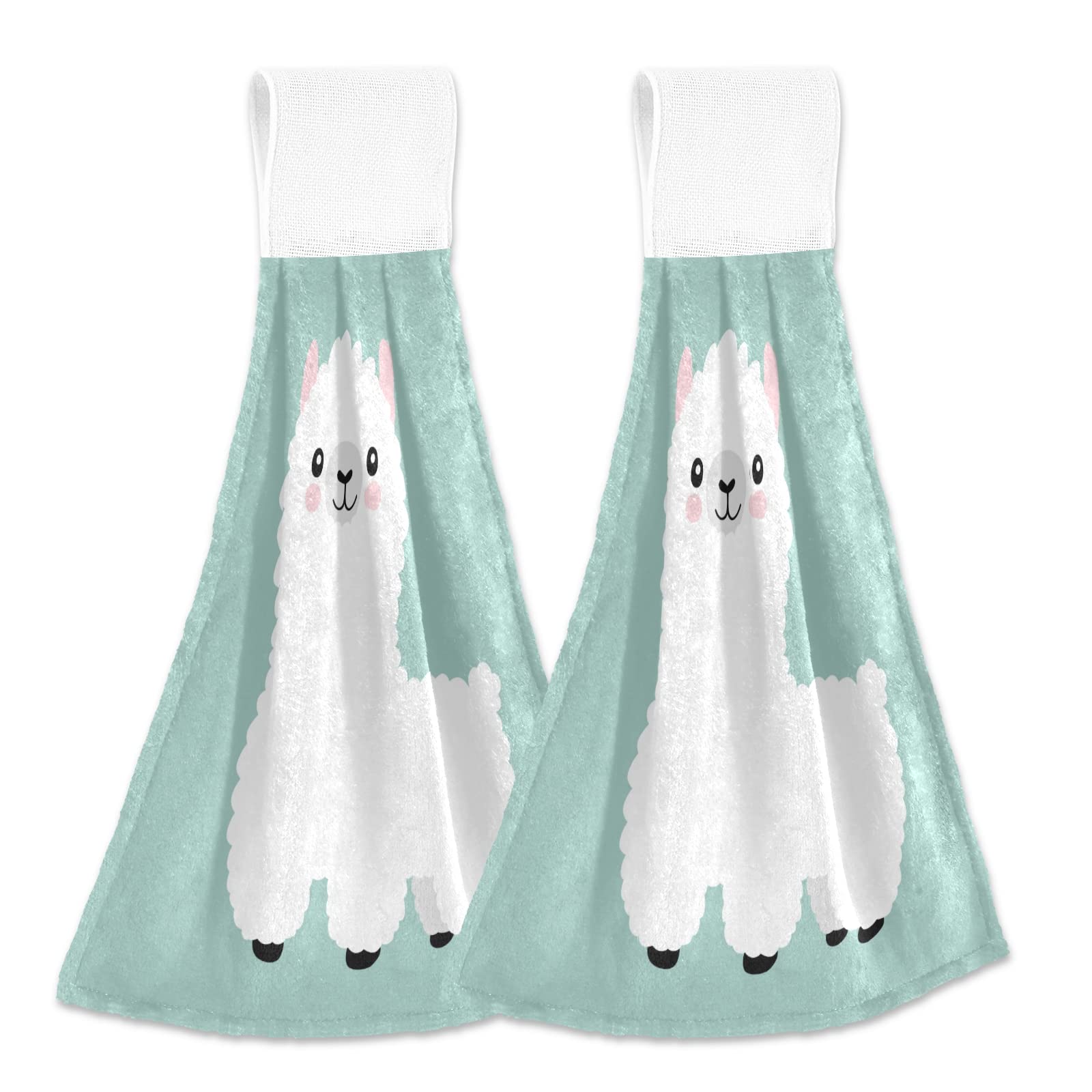 2 Pack Vintage Printed Fingertip Towels with Hanging Loop - Absorbent Microfiber Hand & Kitchen Towels 14x18 Inches - Perfect for Bathroom, Kitchen & Decorative Drying Use
