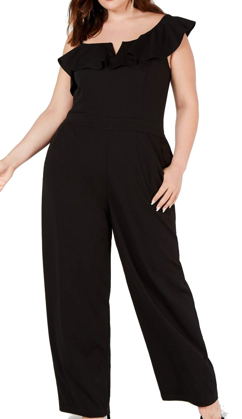 Women's Plus Size One Shoulder Wide Leg Jumpsuit - Elegant Party Outfit for Weddings, Evening Events & Special Occasions