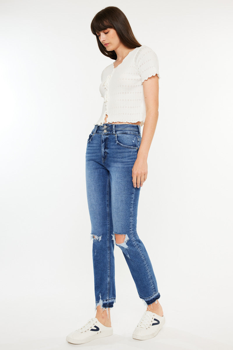 Pamela High Rise Slim Straight Leg Jeans for Women - Stretchy Denim Pants, Comfortable & Flattering Fit - Perfect for Casual Wear, Office, and Date Nights