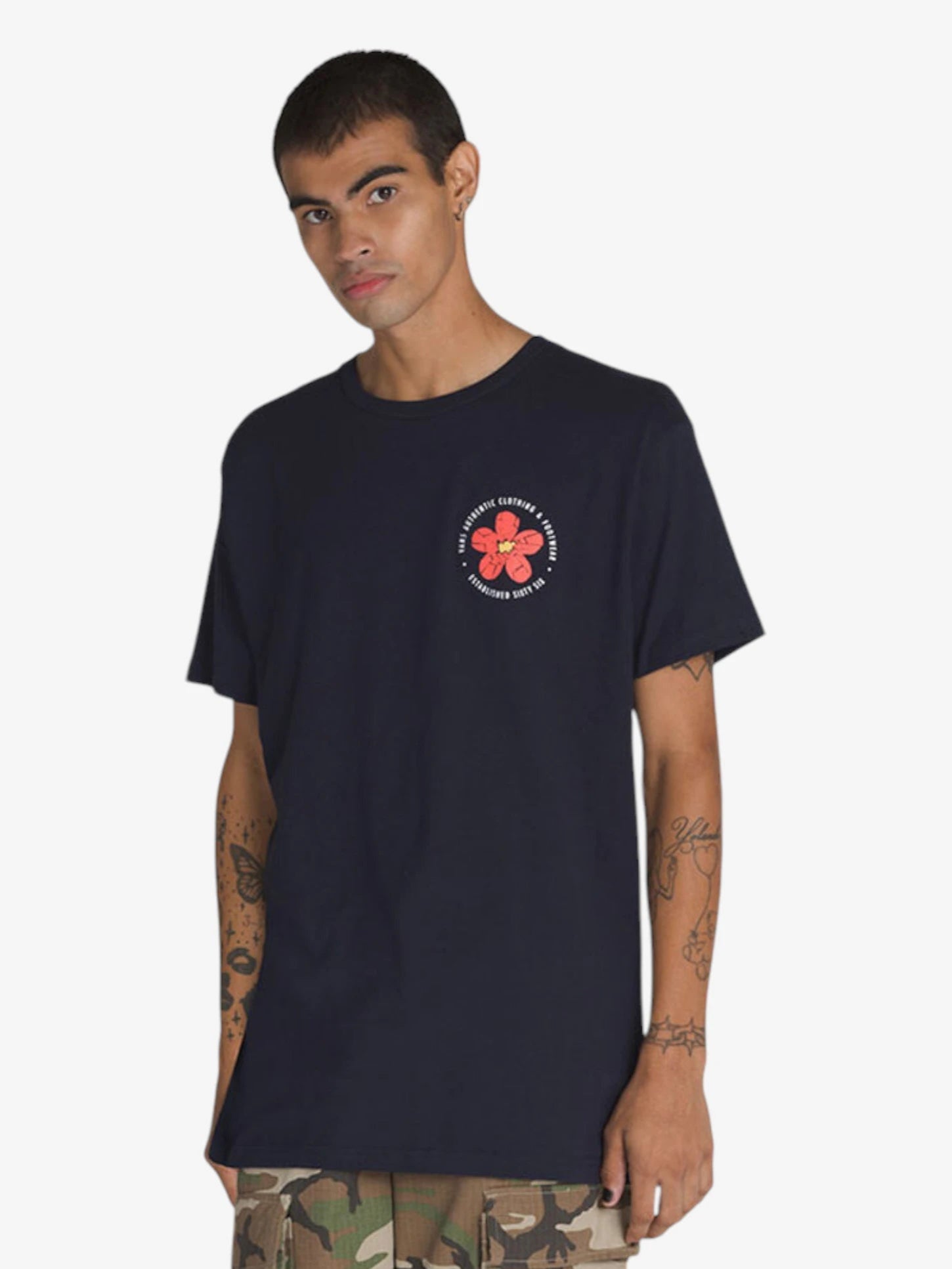 Vans Cracked Flower Short Sleeve T-Shirt for Men & Women - Blue Casual Graphic Tee for Streetwear, Skateboarding & Everyday Outfits