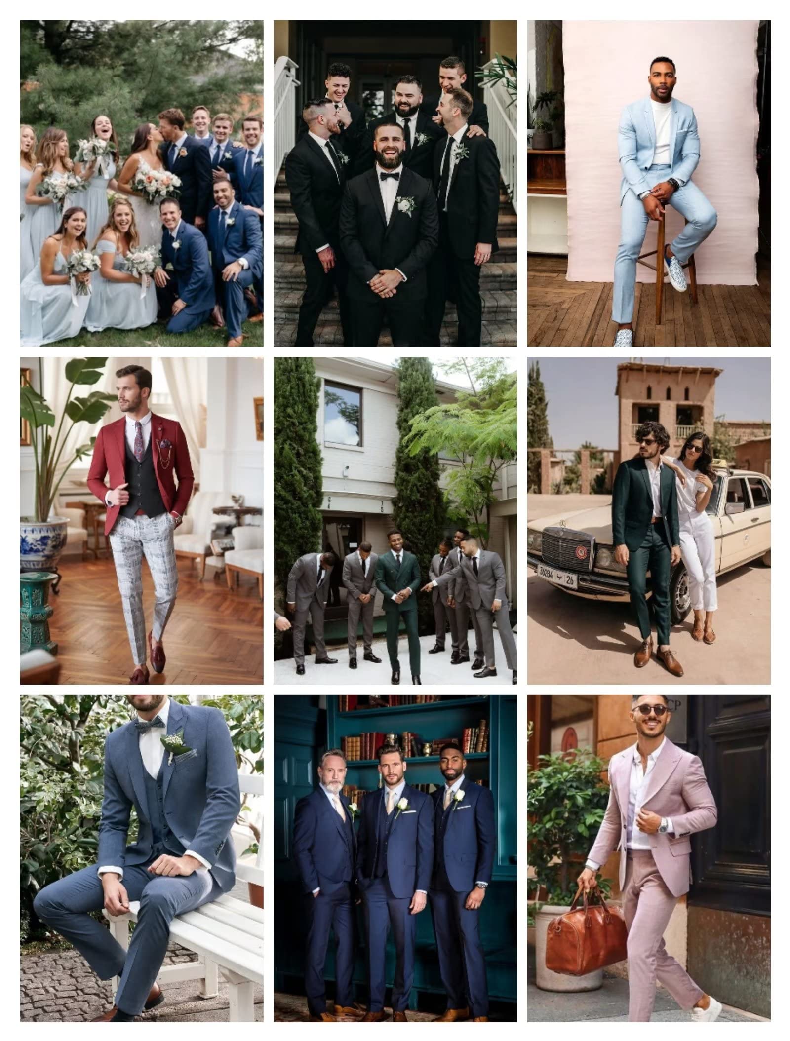 WEEN CHARM Men's Slim Fit 3-Piece Suit Set - 2 Button Blazer, Vest & Pants with Tie - Formal Tuxedo for Weddings, Business & Special Occasions