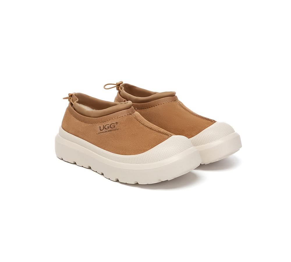 Australian Shepherd® Men's UGG Slippers - Genuine Sheepskin & Wool Indoor/Outdoor House Shoes with Drawstring - Large Size Harlow - Perfect for Winter Comfort & Cozy Home Wear