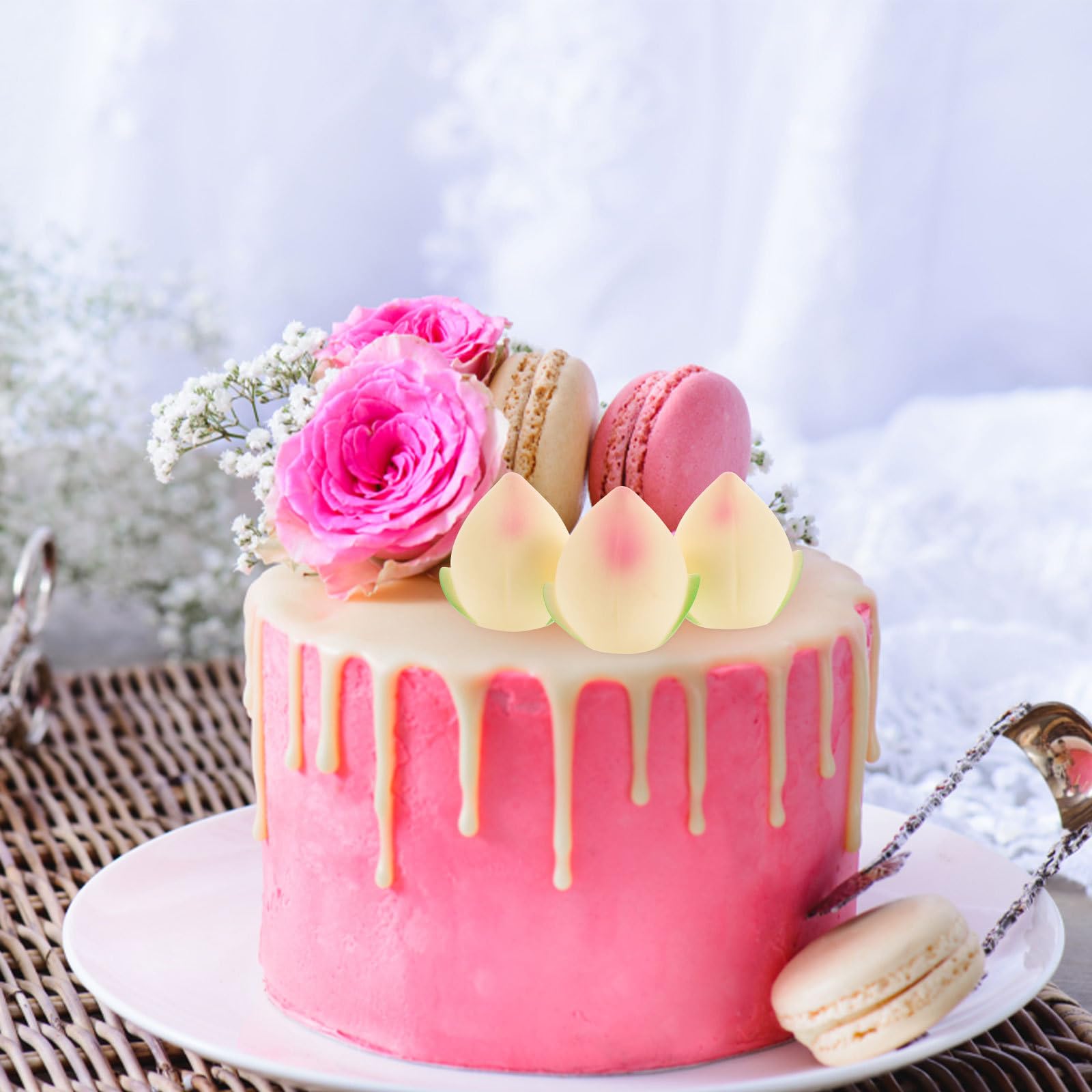 5PCS Longevity Peach Cake Topper Set - Vinyl Birthday Cake Decorations for Elderly & Senior Birthday Parties - Chinese Style Happy Birthday Ornaments - Perfect for Milestone Celebrations & Cultural Events