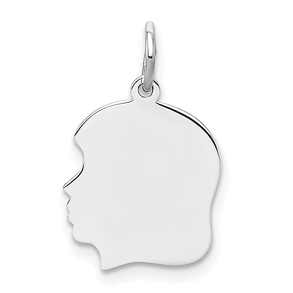 Sterling Silver Rhodium Plated Engravable Disc Charm Necklace - Personalized Baby Name Pendant for Women, Left Facing Boy/Girl Design - Perfect Mother's Day Gift & Fashion Jewelry for Everyday Wear