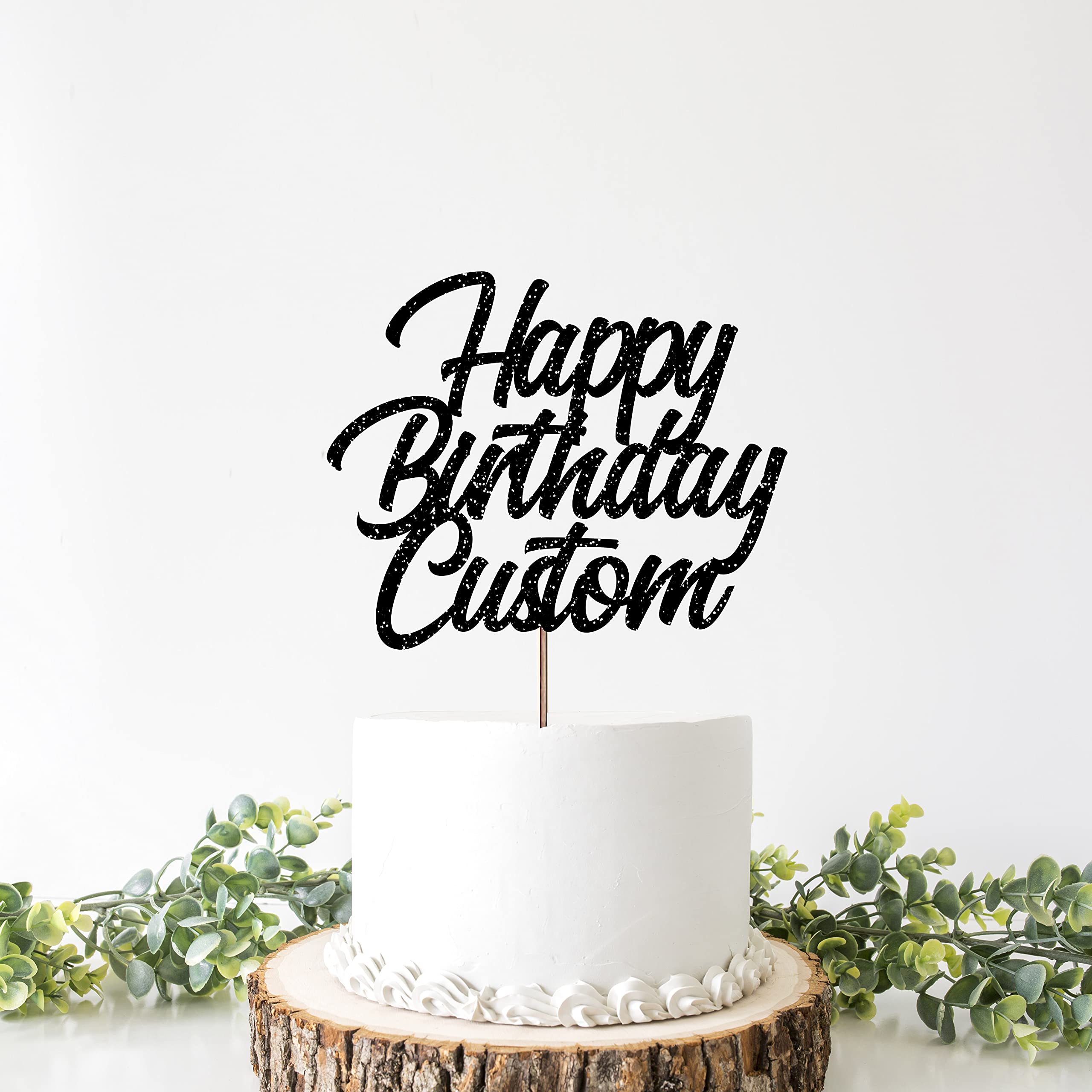 Custom Glitter Cake Topper - Personalized Name Birthday Cake Decoration | Beaver Fun Happy Birthday Design | DIY Cake Topping for Parties, Baby Showers & Celebrations
