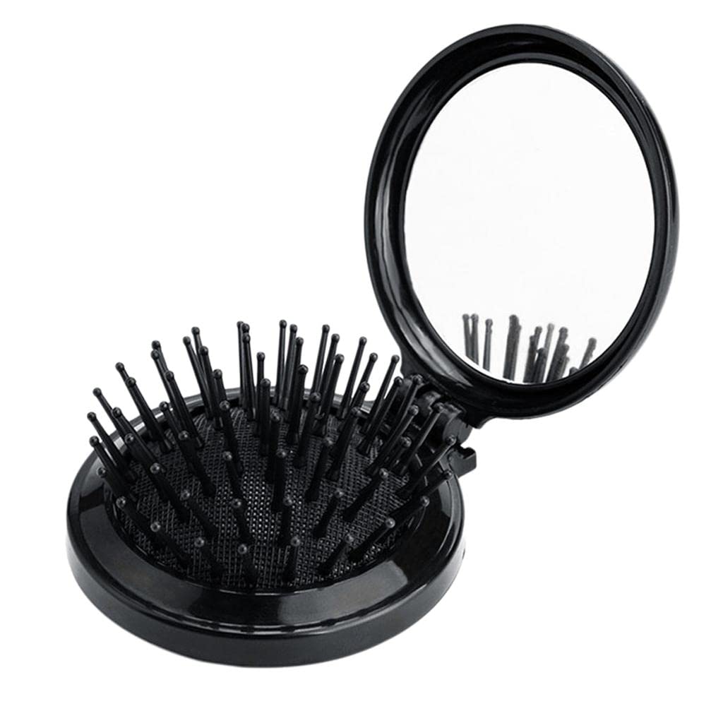 VMS INDIA Travel Round Folding Hair Comb - Mini Scalp Massage Wide Tooth Detangling Comb for Women & Men - Perfect for Travel, Gym, and On-the-Go Hair Care