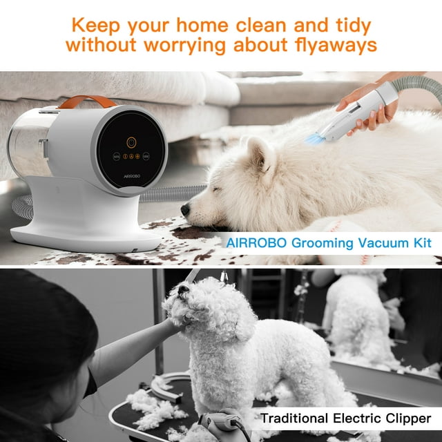 Airrobo PG100 Professional Pet Grooming Kit for Dogs & Cats - Complete Hair Clipper, Brush, Scissors & Nail Trimmer Set for Home Grooming & Shedding Control