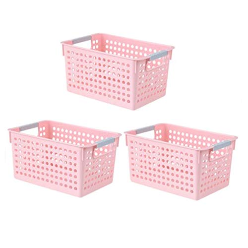 FEIMENGALL 3-Pack Plastic Storage Boxes - Small Desktop & Drawer Organizer for Office, Home, Bathroom (Blue, Green, Pink) | Perfect for Organizing Stationery, Makeup, and Small Accessories