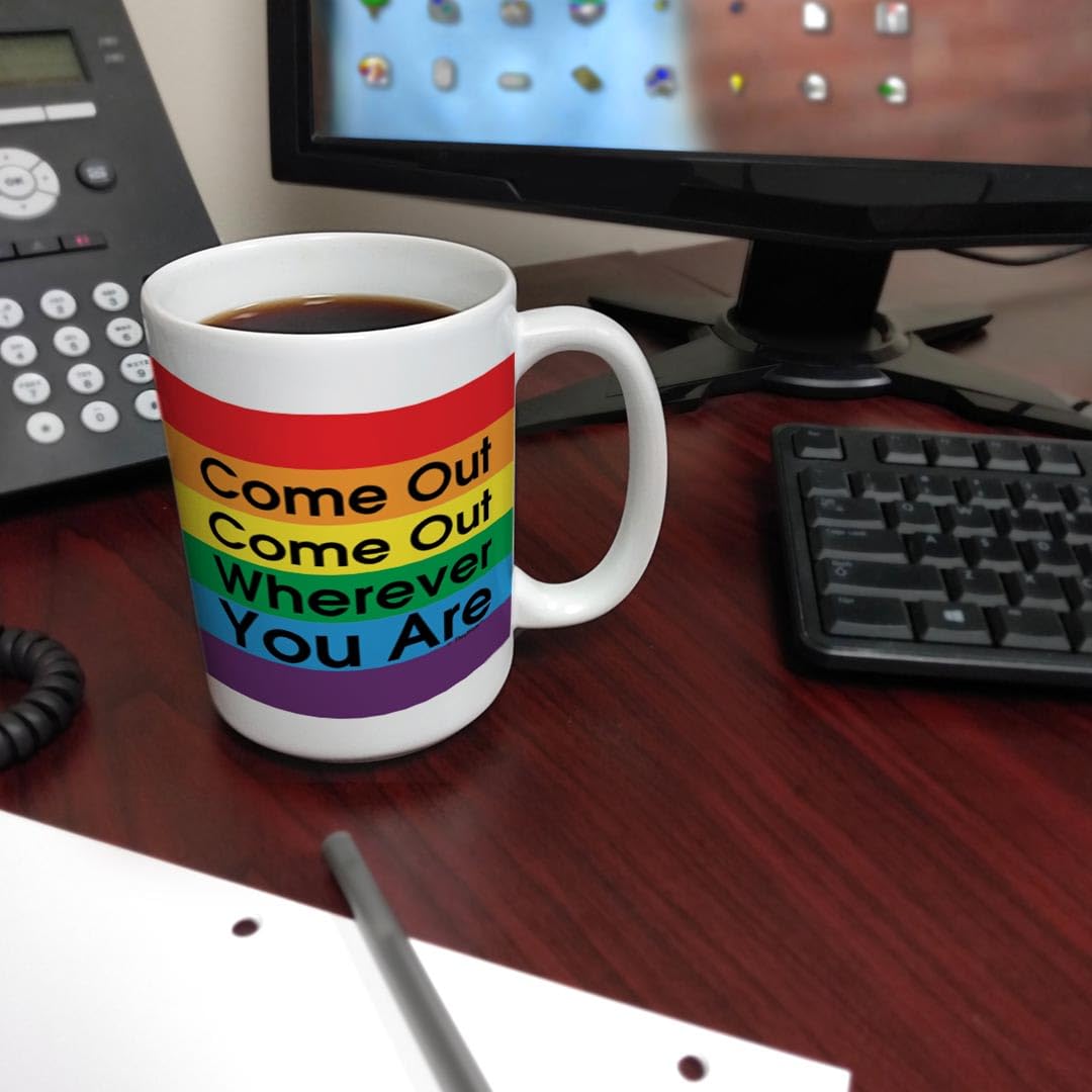 Rainbow Pride Coffee Mugs 2-Pack - 15oz Colorful Tea Cups for LGBTQ+ Gifts - Perfect for Coming Out Celebrations, Pride Month & Daily Coffee/Tea Use