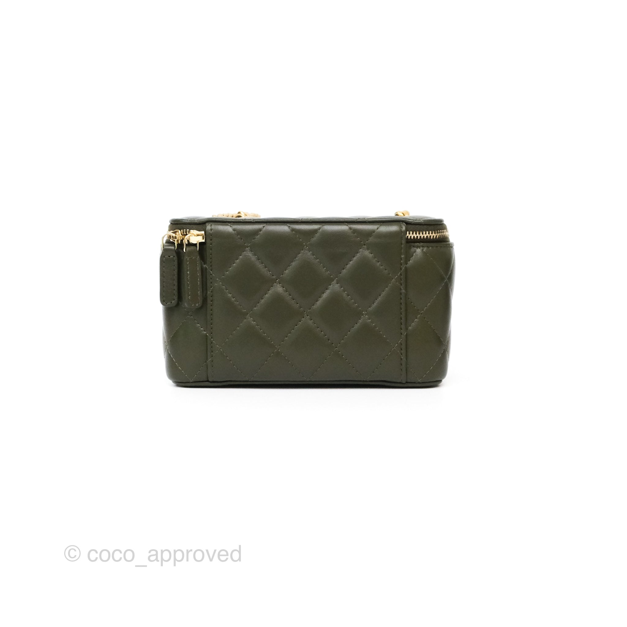 Chanel All Slide Vanity Crossbody Bag with Adjustable Chain - Dark Olive Green Lambskin Leather & Aged Gold Hardware | Perfect for Everyday Use, Date Night & Special Occasions