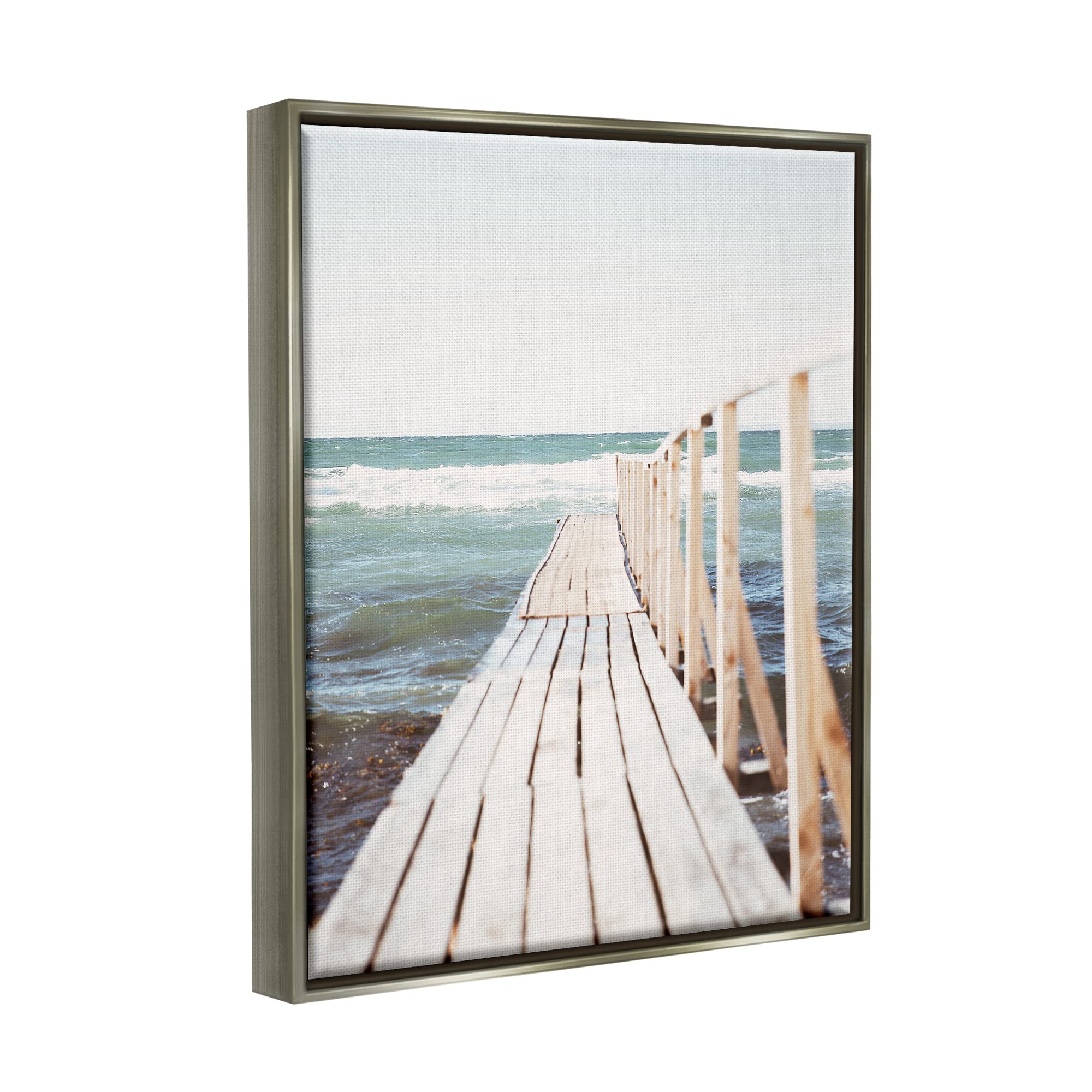 Stupell Industries Coastal Photography Wall Art - Waterfront Beach Dock Private Pier Canvas Print by Leah Straatsma - Perfect for Beach House Decor, Coastal Living Room, Nautical Bedroom & Bathroom
