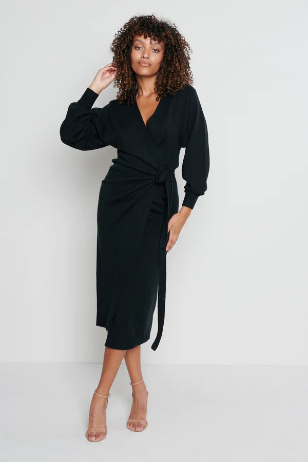 Beau Wrap Midi Dress for Women - Flattering V-Neck Summer Dress with Belt - Perfect for Beach Vacation, Date Night & Office Wear