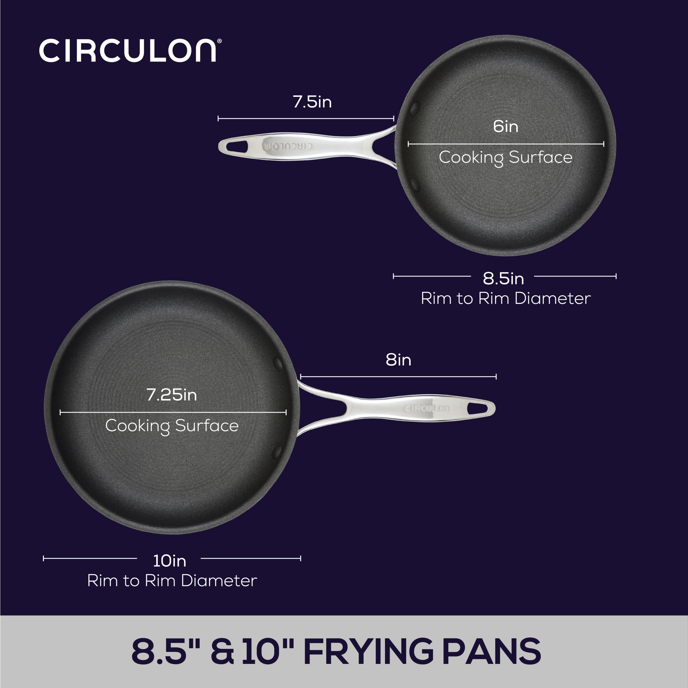 Circulon C1 Series Stainless Steel Nonstick Frying Pan Set - 8.5 & 10 Inch Induction Cookware with ScratchDefense Technology, Oven & Metal Utensil Safe - Perfect for Sautéing, Frying & Everyday Cooking
