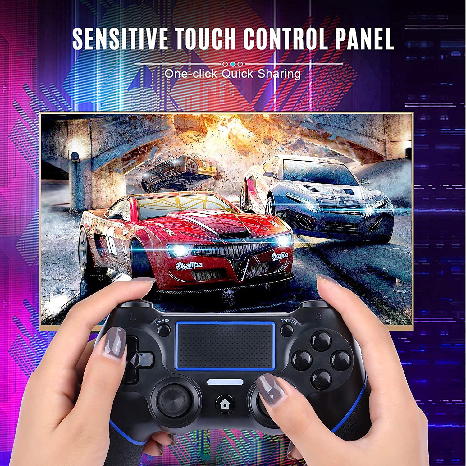 AUELEK Wired USB Controller for PS4/PS4 Pro/PS4 Slim/PC - Dual Vibration Gamepad with Anti-Slip Grip & 1.5m USB Cable - Perfect for Gaming, Streaming & Multiplayer Sessions