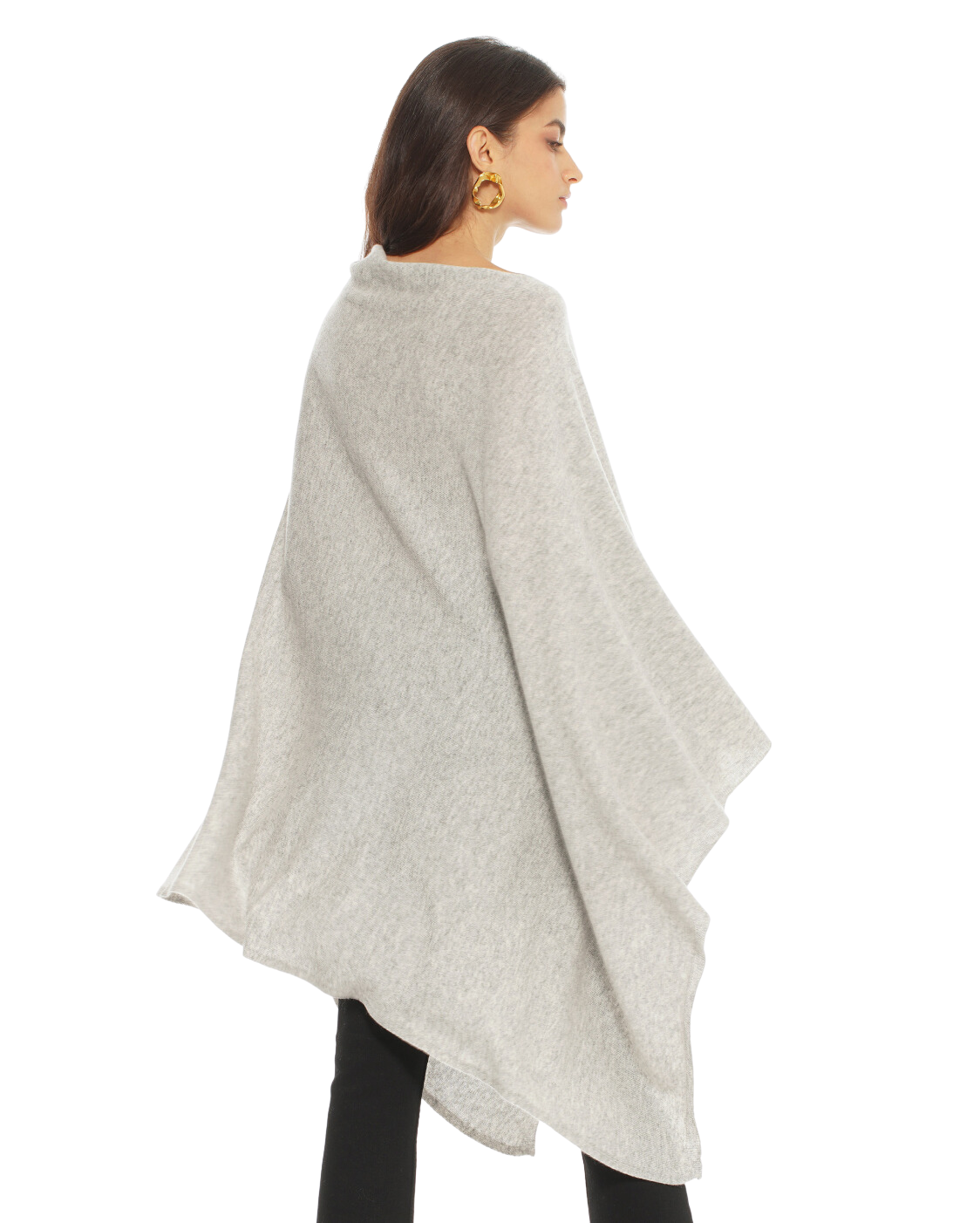 Luxury Women's Pure Cashmere Poncho - Soft Light Grey Wrap Shawl for Fall & Winter | Perfect for Office, Travel and Special Occasions