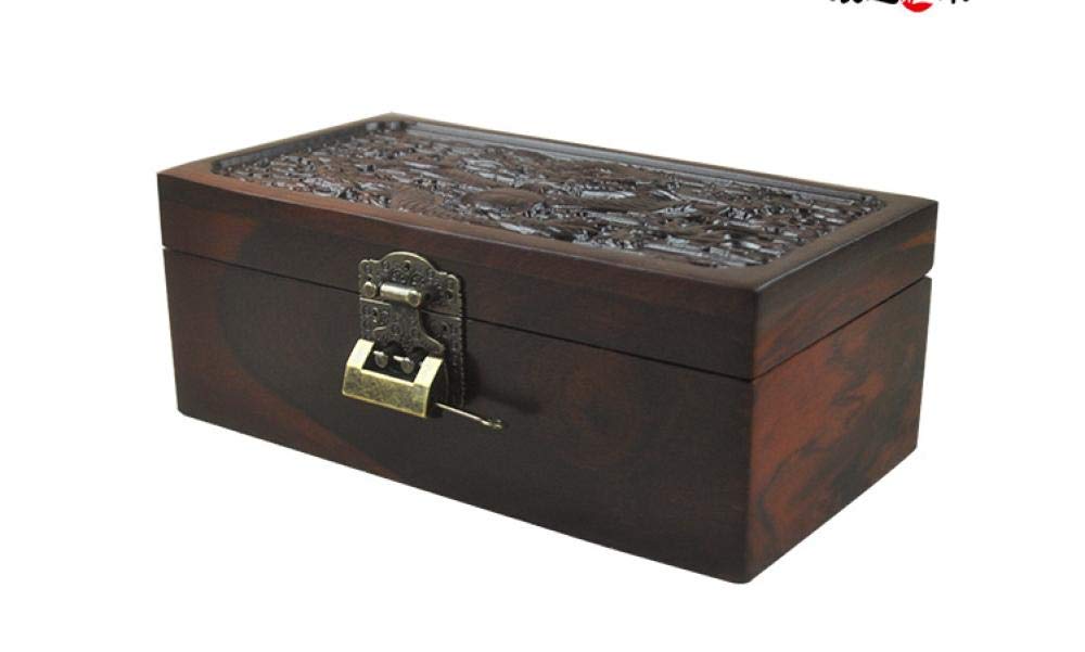 Premium Wooden Cremation Urn Box with Lock - Handcrafted Sandalwood Ash Container for Human & Pet Ashes (Dogs, Cats) - Funeral, Memorial & Burial Keepsake - Elegant China Red Finish - Perfect for Home Altars, Scattering Ceremonies & Graveside Tributes