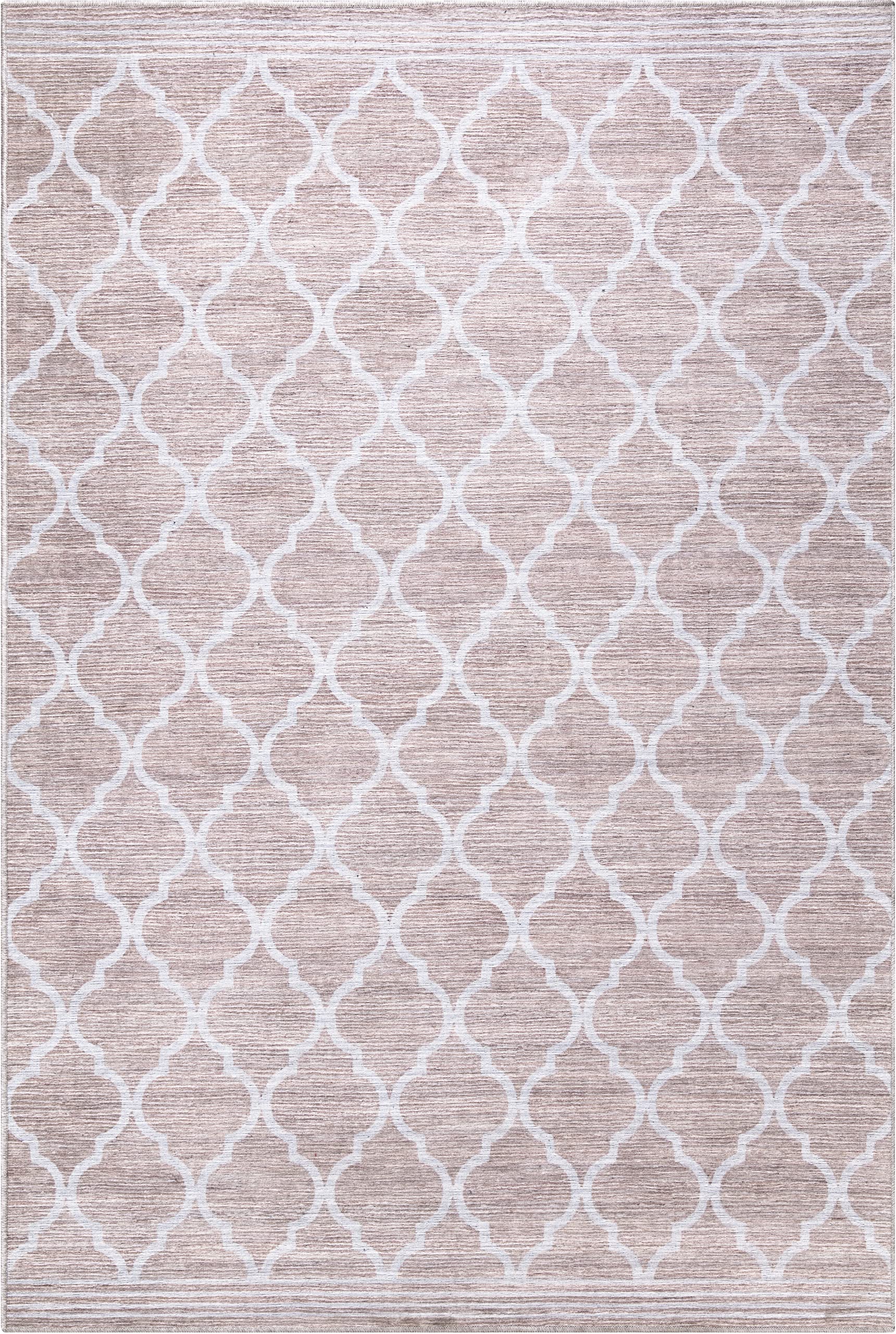 Abani 8' x 10' Cream Rectangular Area Rug - Soft Polypropylene Modern Large Rug for Living Room Bedroom, Machine Washable Stain Resistant Non-Shedding - Perfect for Home Office Decor & High Traffic Areas