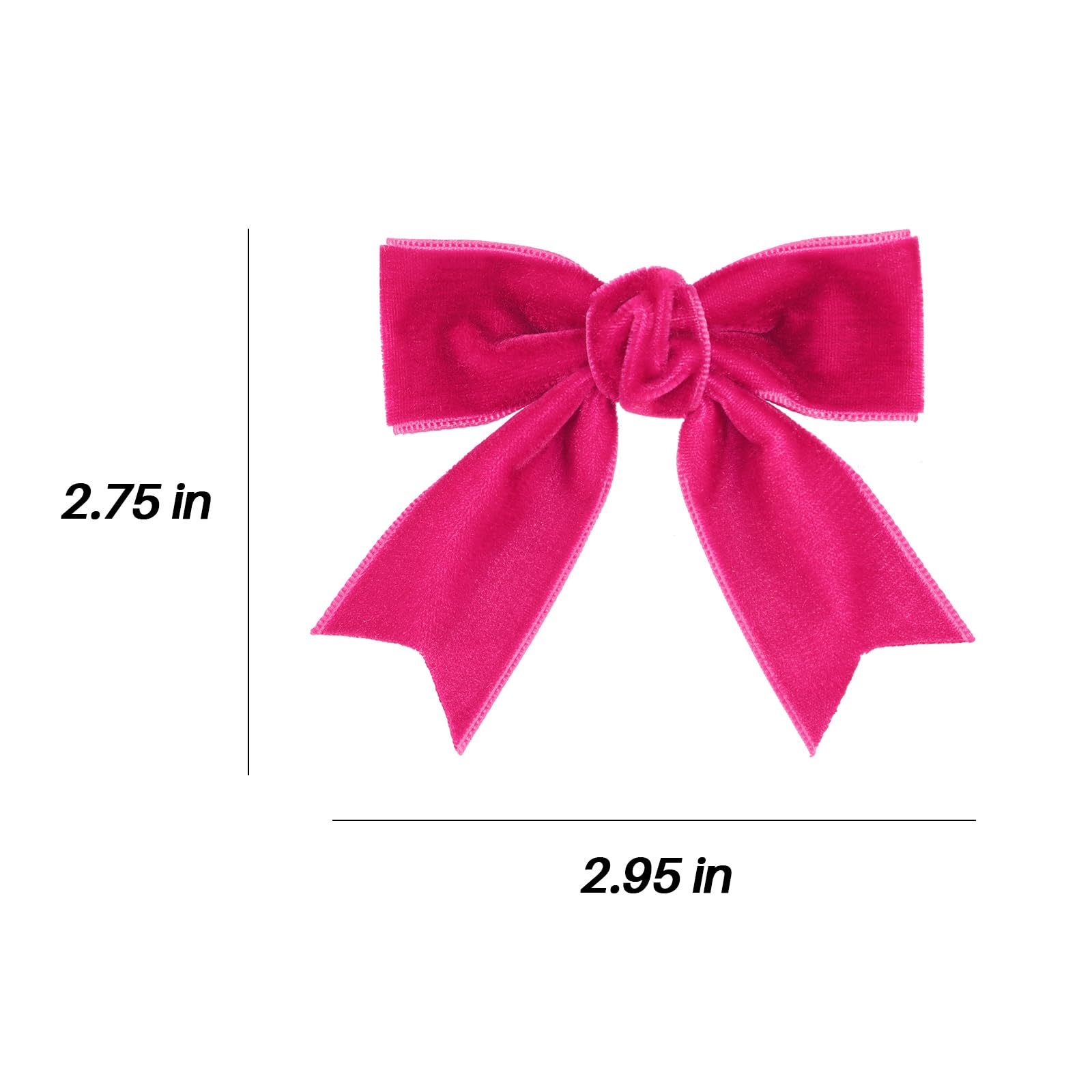 Hot Pink Velvet Hair Bows for Girls - 3