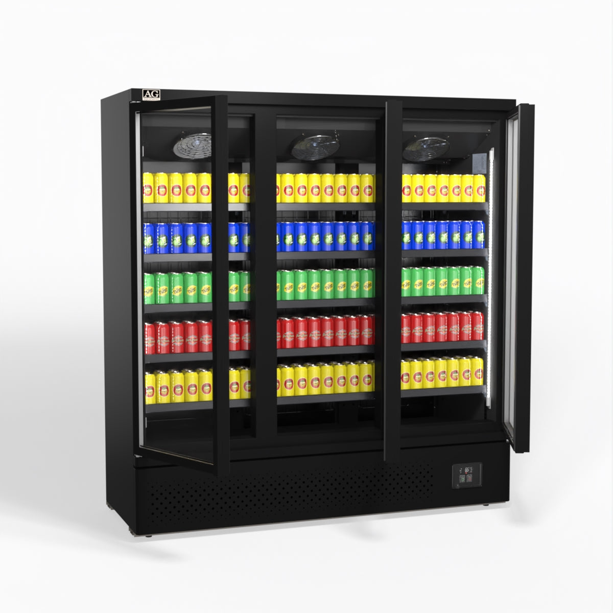AG Supermarket 3 Glass Door Commercial Upright Display Refrigerator 1539L (54.3 cu ft) - CSB1500 for Grocery Stores, Restaurants & Convenience Shops