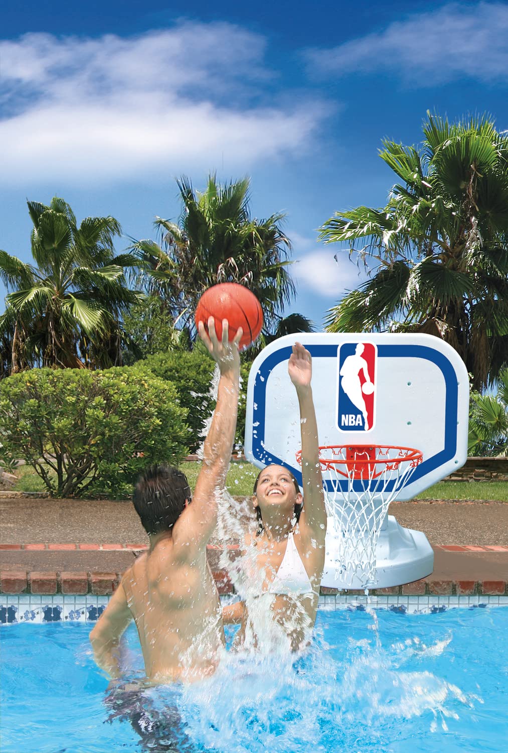 Poolmaster 72900 NBA Logo USA Competition-Style Poolside Basketball Game - Perfect for Backyard Pool Parties, Summer Fun & Outdoor Water Activities